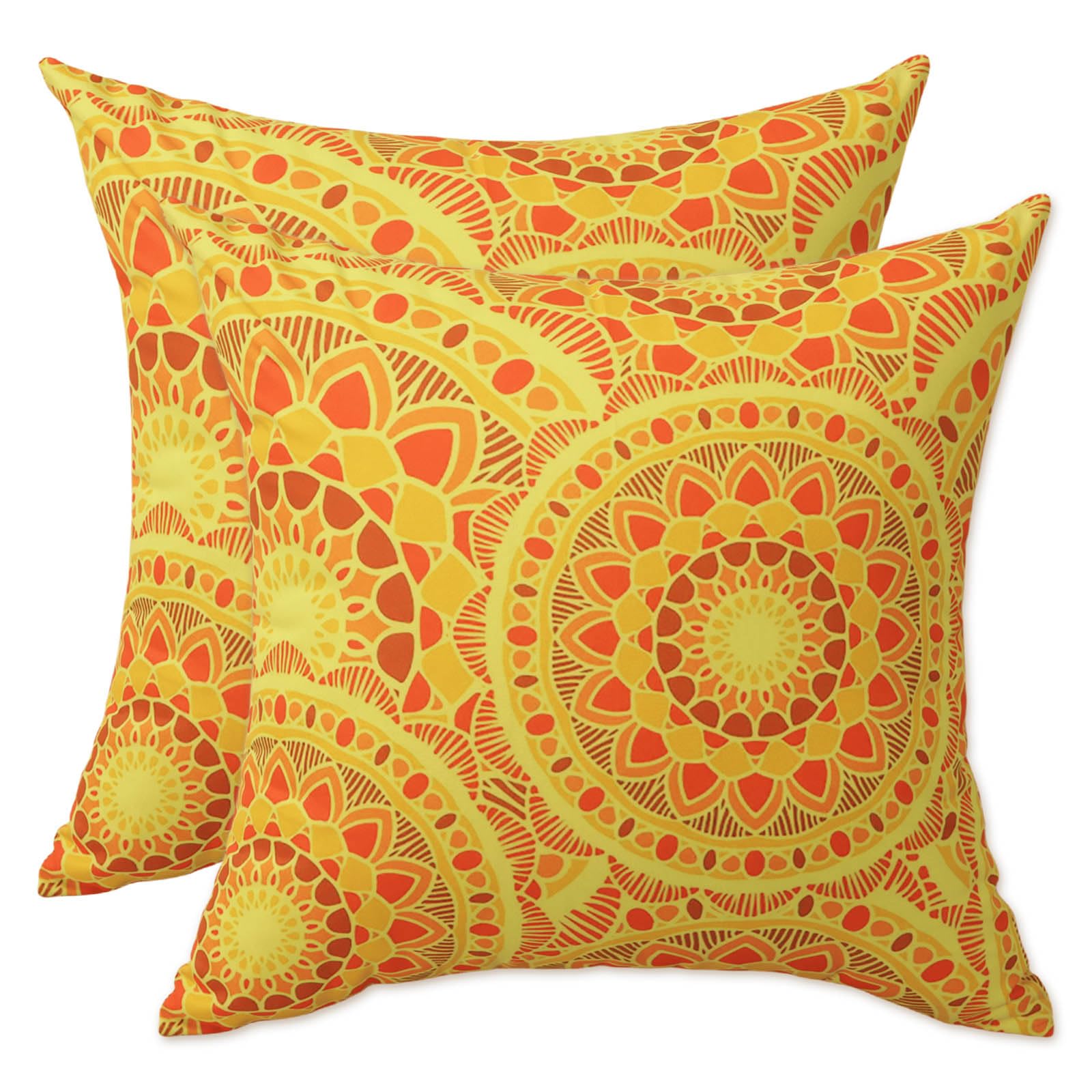Betadistor Cushion Covers 18x18 Inches Set of 2 Decorative Throw Pillow Cover Outside for Garden Furniture Patio Couch Sofa Bed Linen Balcony 45x45cm,Yellow And Red