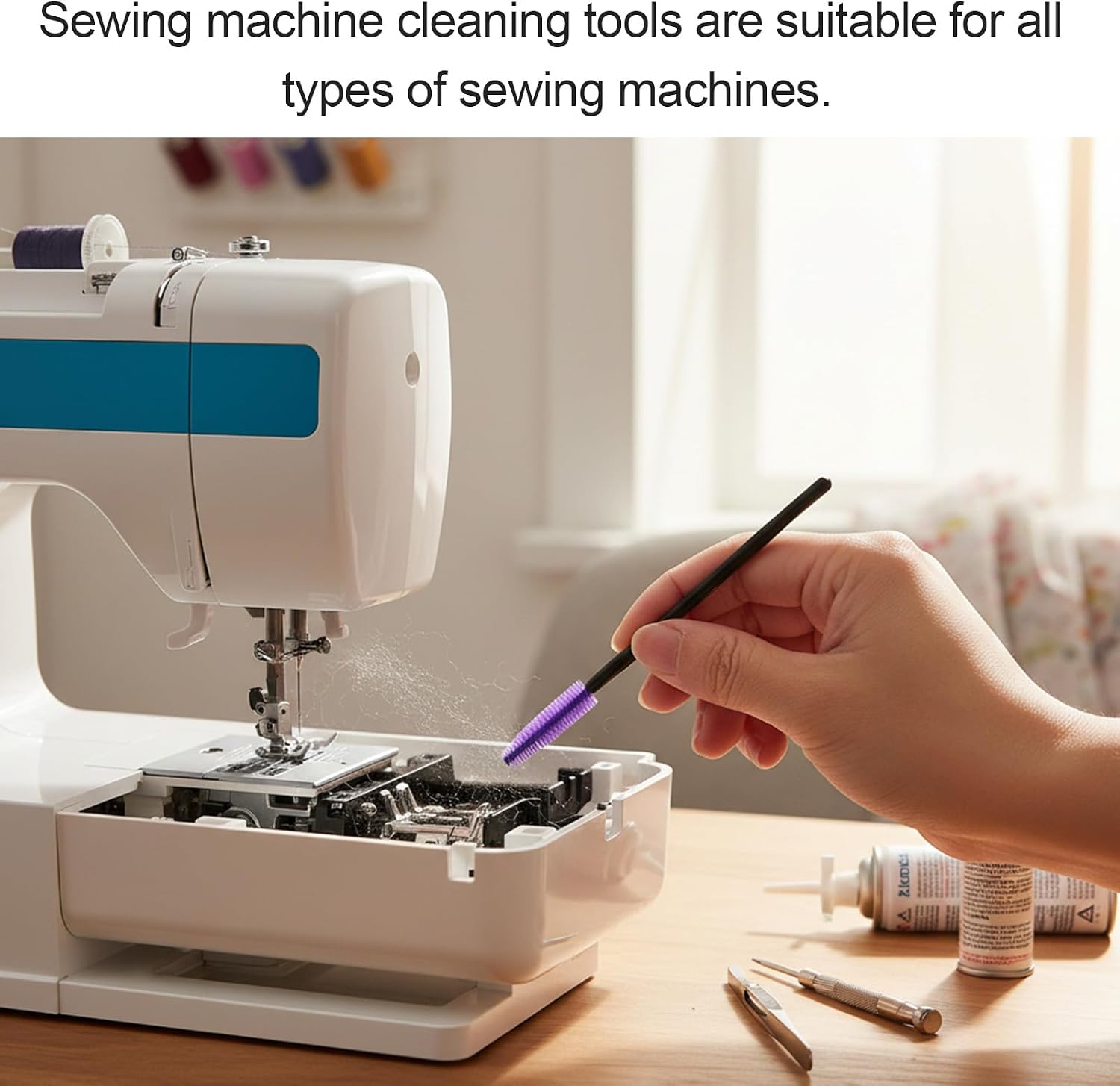 17pcs Sewing Machine Cleaning Kit, Include Rippers Tweezers Screwdriver Double Headed Brush Silicone Brush for Repairing and Sewing Cleaning Machine Tools