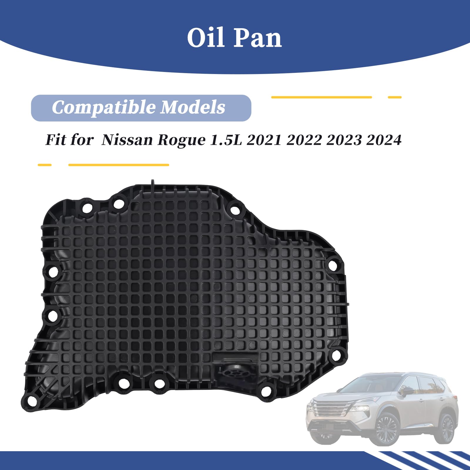 Oil Pan With Gasket For 2021-2024 Nissan Rogue 1.5L - Replaces 11110-6RC1B