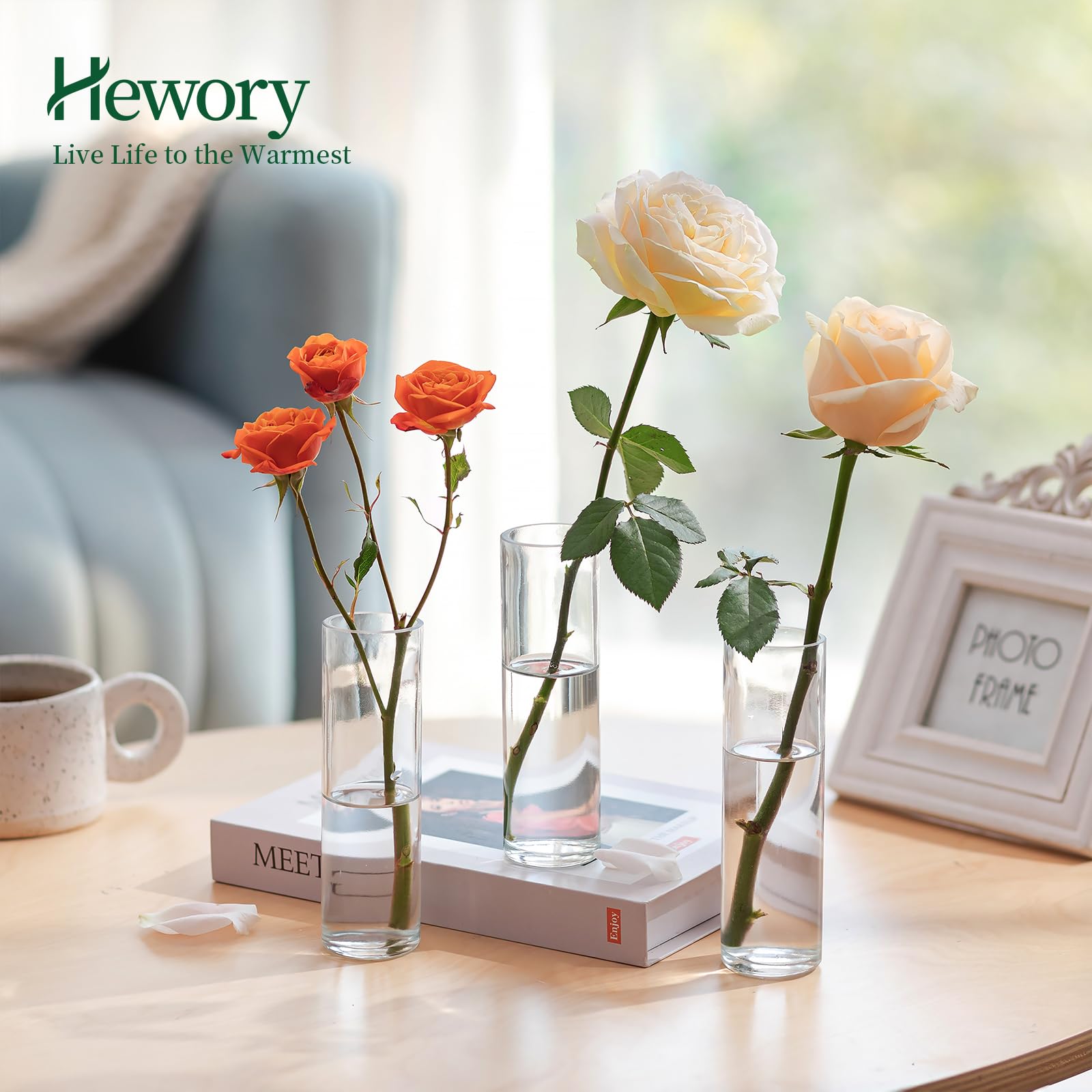 Hewory 24 piccoli vasi per decorazione da tavolo per matrimoni: set di piccoli vasi di vetro per decorazioni di nozze – 15 cm vaso di vetro cilindro piccolo vaso per fiori per feste nuziali baby