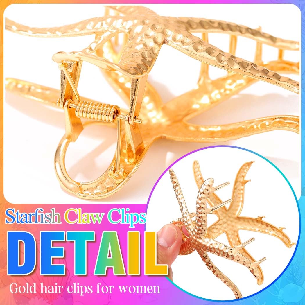 BARTOSI Starfish Claw Clips Gold Metal Hair Clips Large Hair Jaw Clamps for Thick Hair Hair Accessories for Women (Pack of 2) - Image 4