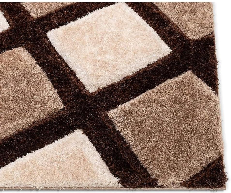 Image of Shaggy Rugs 8X11 FEET Soft and Cozy Carpet for Living Room & Hall, Bedroom, and Kids Room Non-Slip, High Pile, Machine Washable, Perfect for Any Room (Beige Brown)