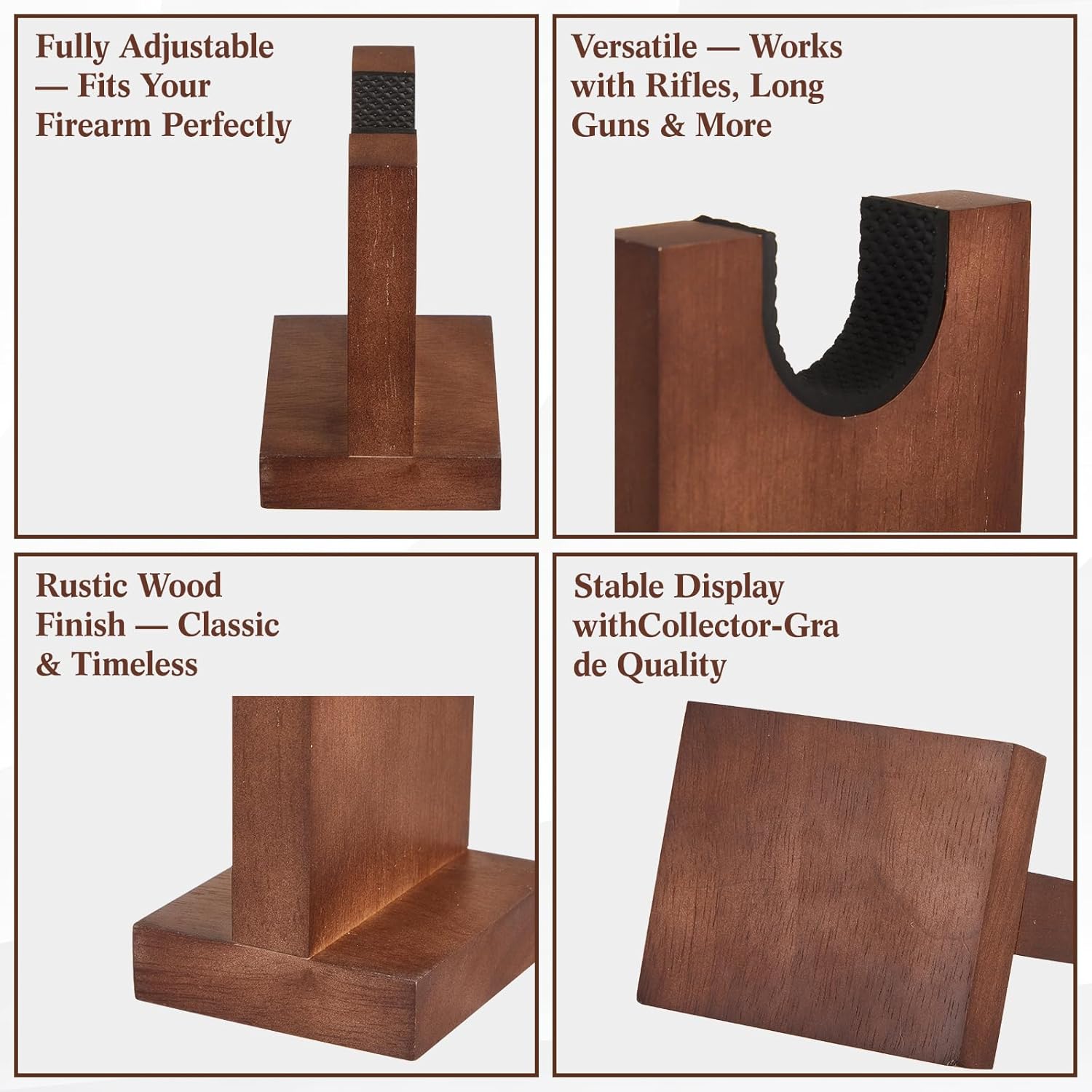 Wood Gun Display Stands, U-shaped Top Rustic Wood Display Stands Rifle Rack Gun Rack for Smaller Rifles Long Guns Firearms Weapons Collectables, Displays, Shows, Exhibits