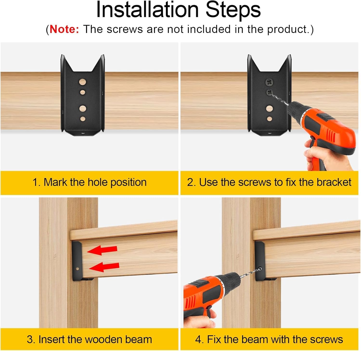 LukLoy 70 Pack 2x4 Brackets for Wood Rail, Black Deck Railing Brackets Connectors for 2" X 4" ( Actually 1.5" X 3.5" ) Wood Post, 20-Gauge Fence Brackets, Screws Not Included