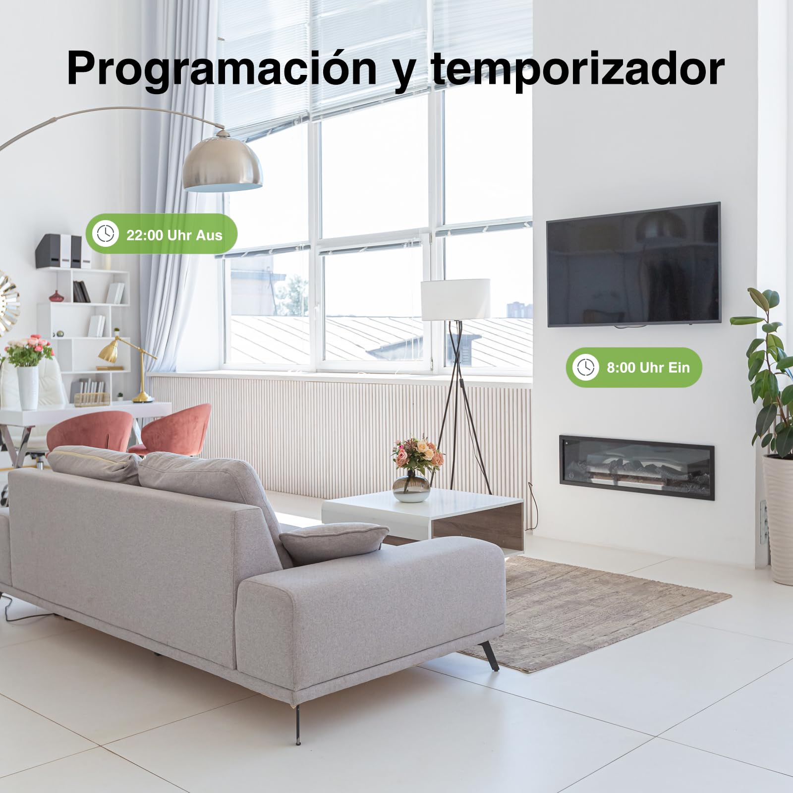 GHome Smart Enchufe Inteligente, Mini Enchufe Wi-Fi con Monitoreo de Energía, Control por Voz, Programable con Temporizador, Funciona con Alexa y Google Home, Certificado TÜV, 10A,Solo WiFi 2.4G,