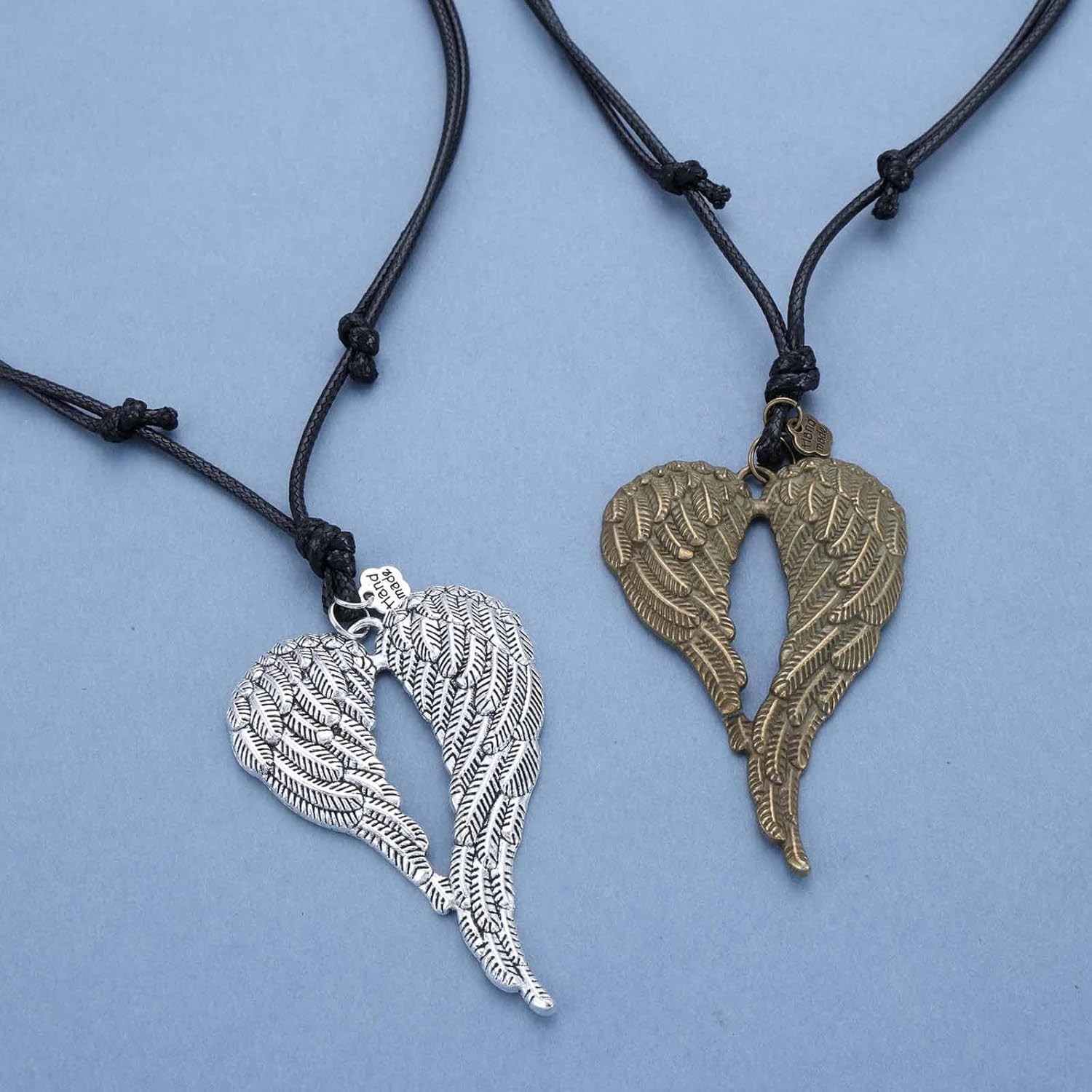 Punk Angel Wing Necklace Angel Wing Pendant Necklace Black Leather Cord Necklace Large Wing Heart Necklace Personalized Angel Necklace Jewelry for Women Men - Image 7