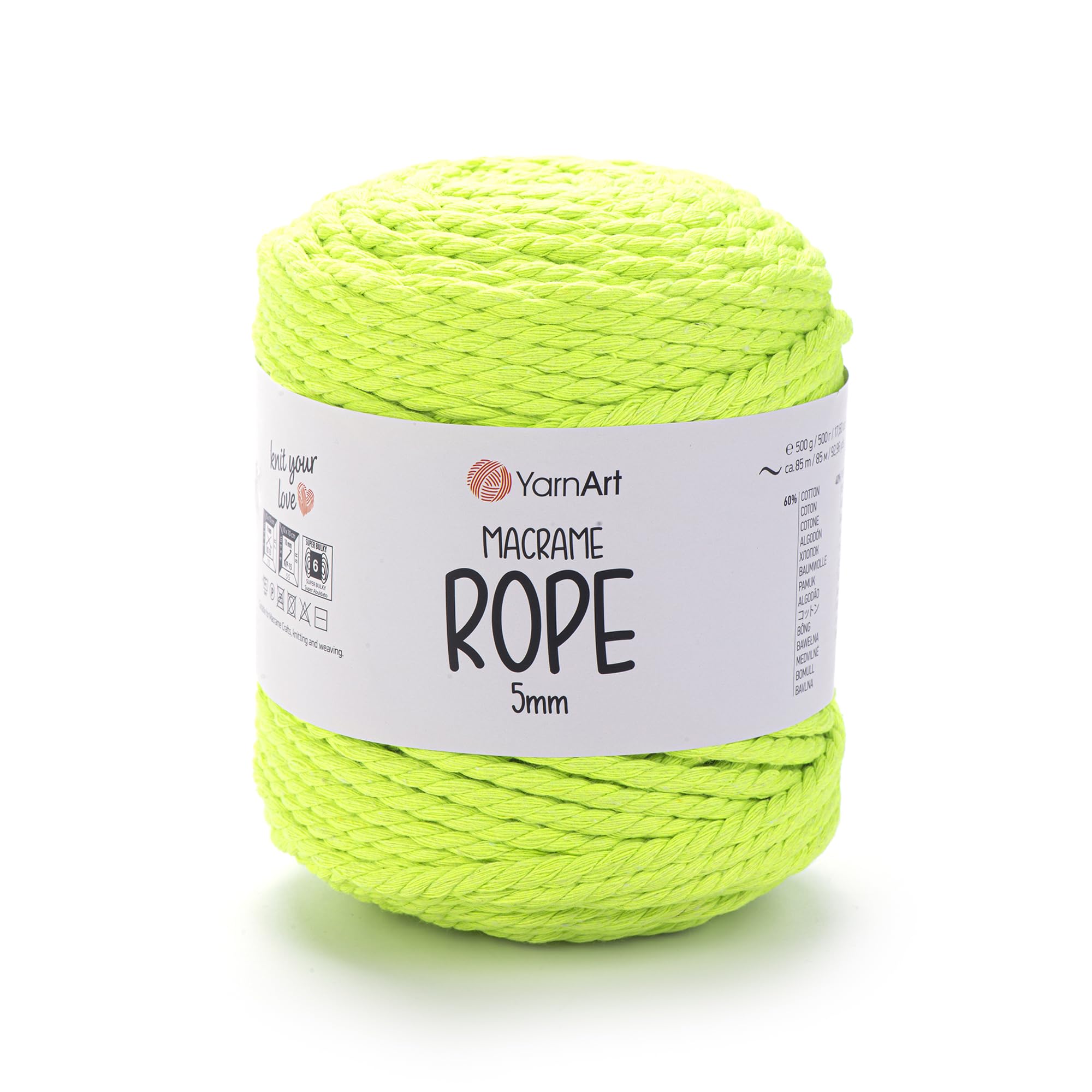 YarnArt El Örgü İpi MACRAME ROPE 5 MM, 801, 2x500 gr