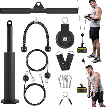FitBeast Pulley System Gym, Cable Weight Pulley System for Gym LAT Pulldown, Biceps Curl Workout, Ideal Home Gym Equipment for Forearm, Shoulder, Strength Training