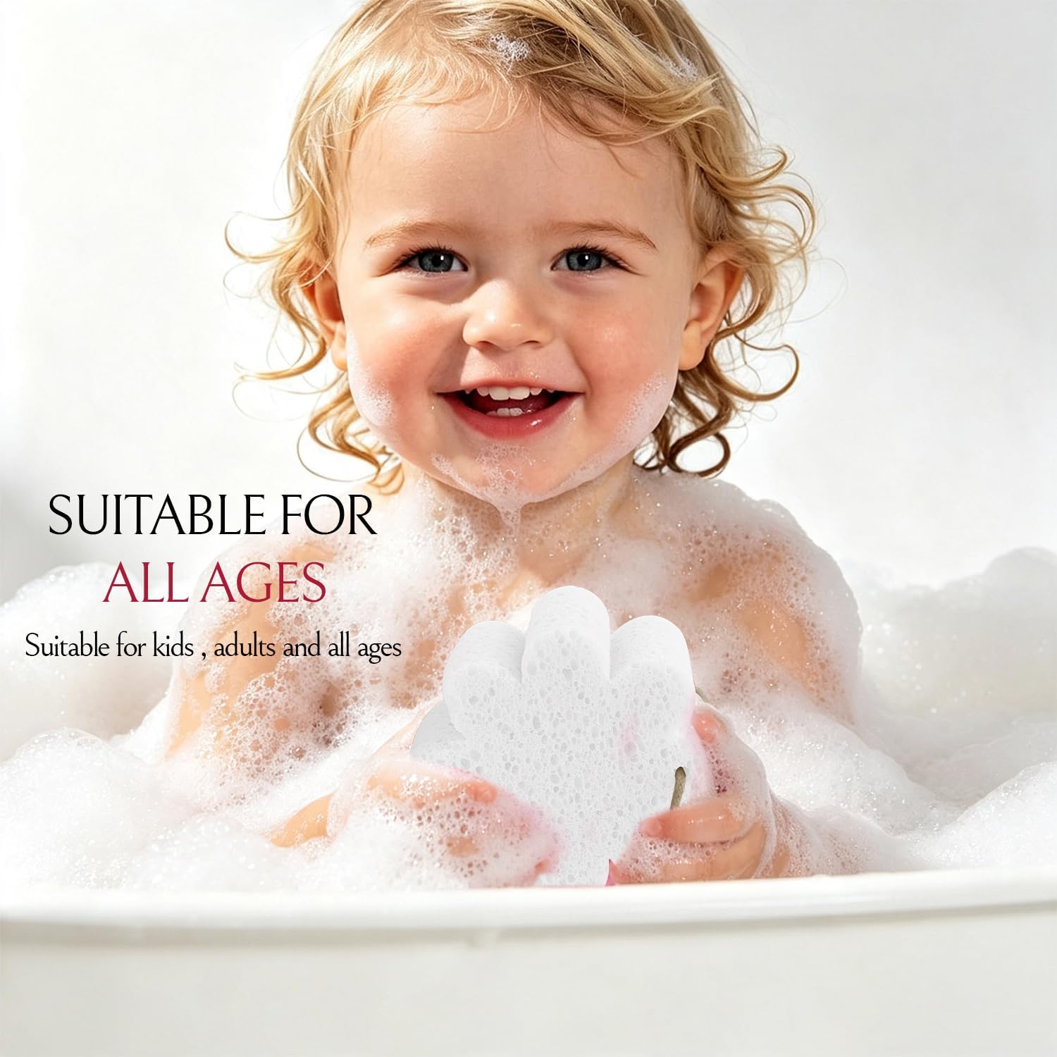 Bath Loofah Sponge, 2 Pcs Flower Shower Loofah Natural Cellulose Spa Sponges - Body Scrubber Loofa Sponge for Men and Women, White image 4