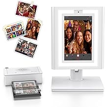 OHYEAHSPIN Desktop Photo Booth Machine Instant Color Photo Printer with 10.1" Touchscreen, LED Ring Light | Includes 60 Sheets of 4x6 Sticky-Back Paper, Pocket PhotoBooth for Party, Wedding, Events