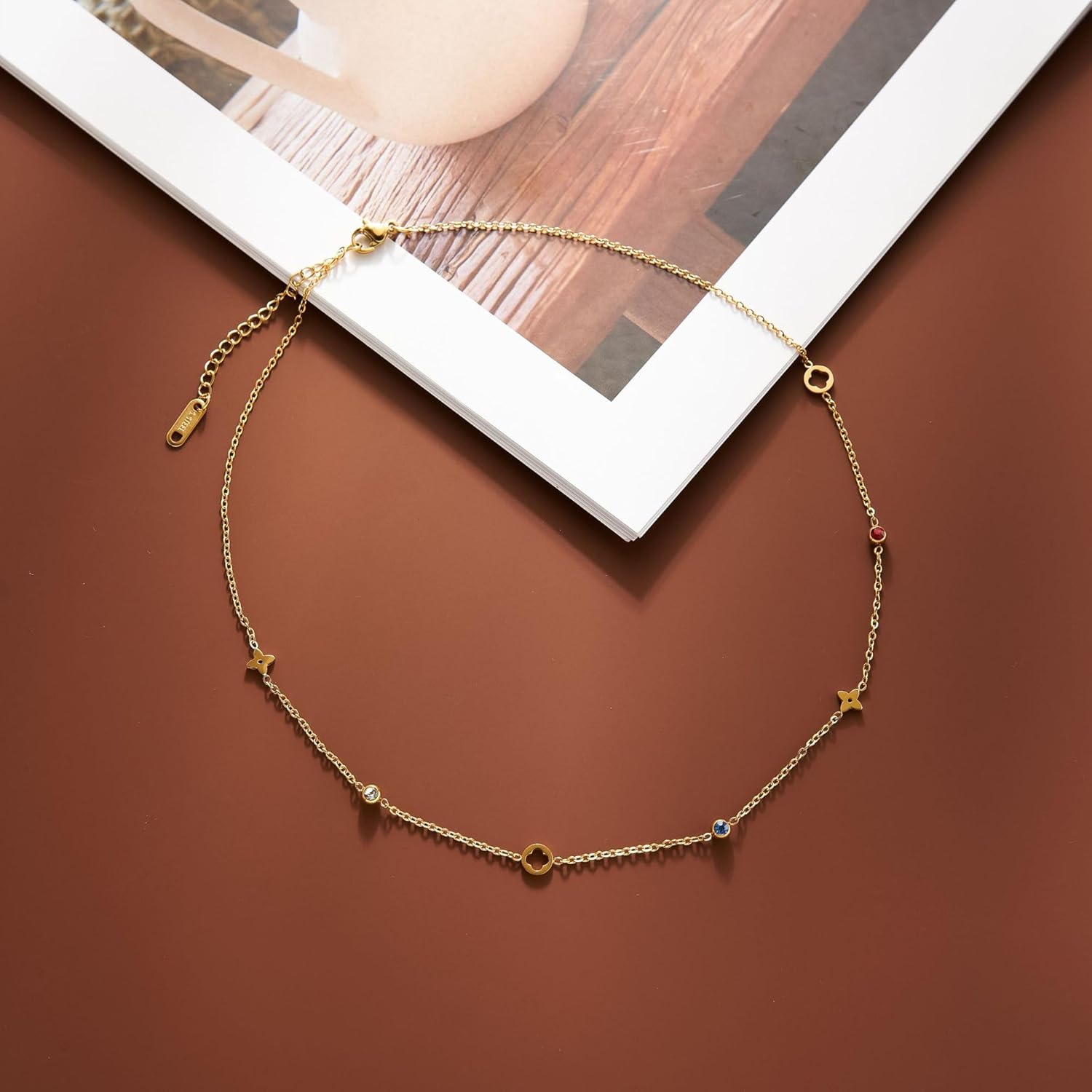 Four-Leaf Clover Necklace For Women 18K Gold Plated Cubic Zirconia Necklaces Gold Chains Dainty Chokers - Image 4