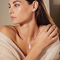 Vista 5 de CUOKA MIRACLE Collar de serpiente, collar de cuarzo, collar con colgante de cristal curativo, collar de plata de ley 925, collar de cristal