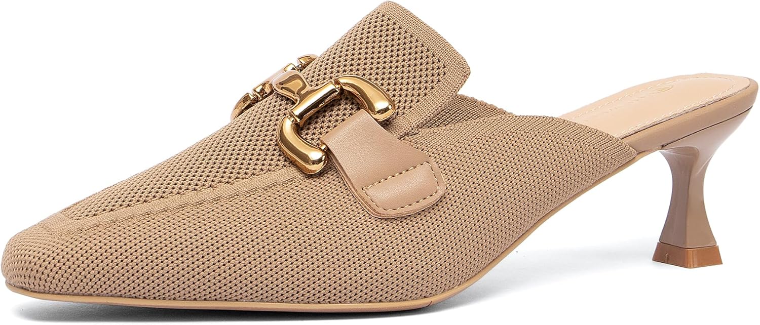 NEWBELLA Women's Pointed Toe Heeled Mules