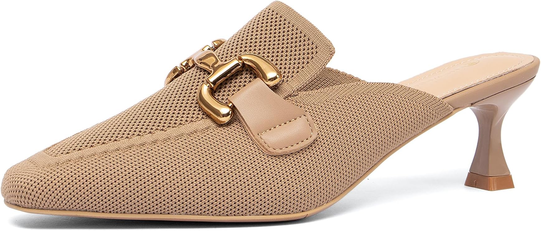 Women's Kitten Heel Mules - Pointed Toe Slip-On Low Heels, Comfortable Work Shoes for Daily Commute & Office Wear