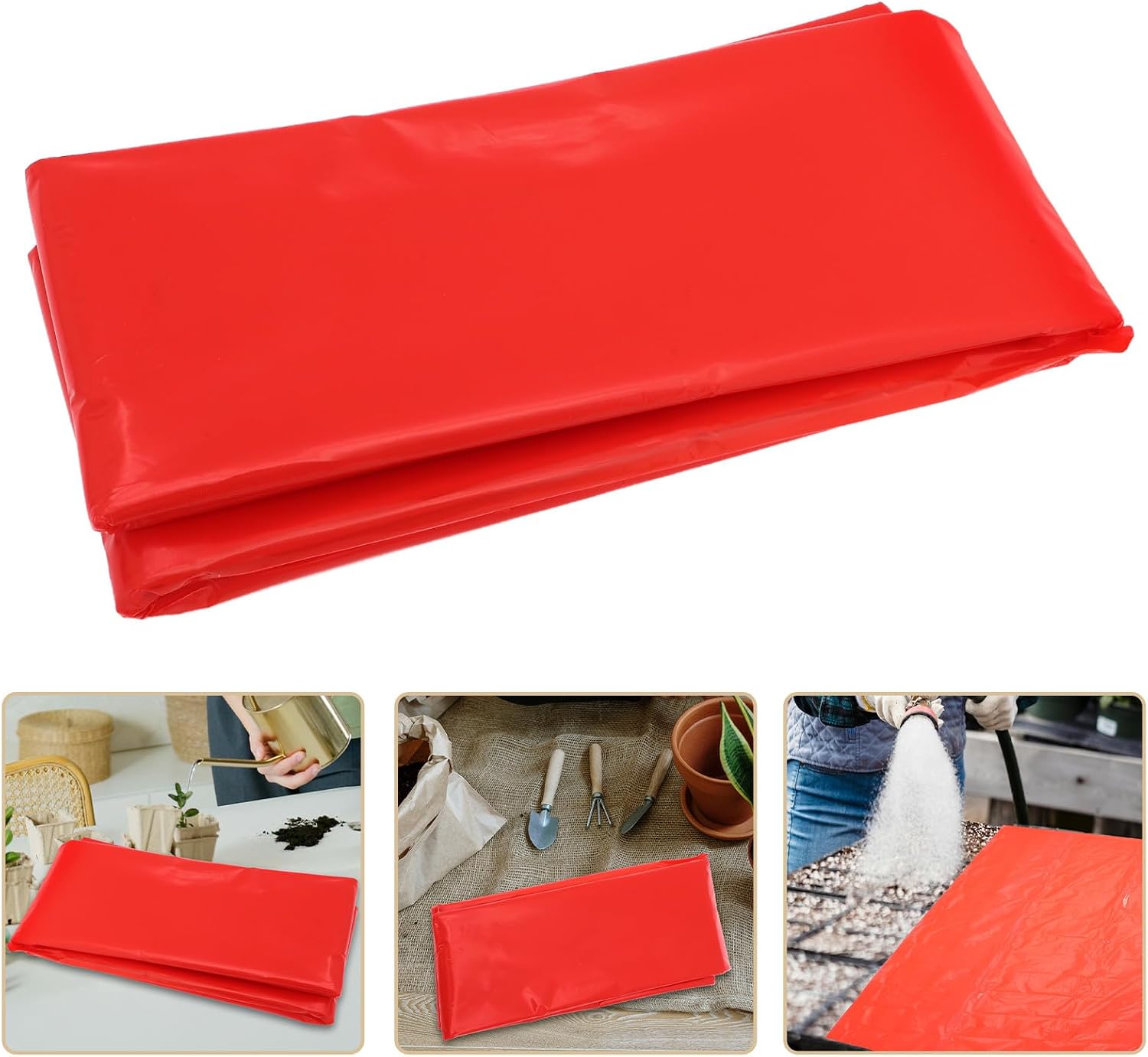 Yardwe Red Replaceable Plastic Mulch Film for Soil Land Covering in Farming and Gardening, Sturdy Plastic Land Cover Mulch Sheet for Growth Protection
