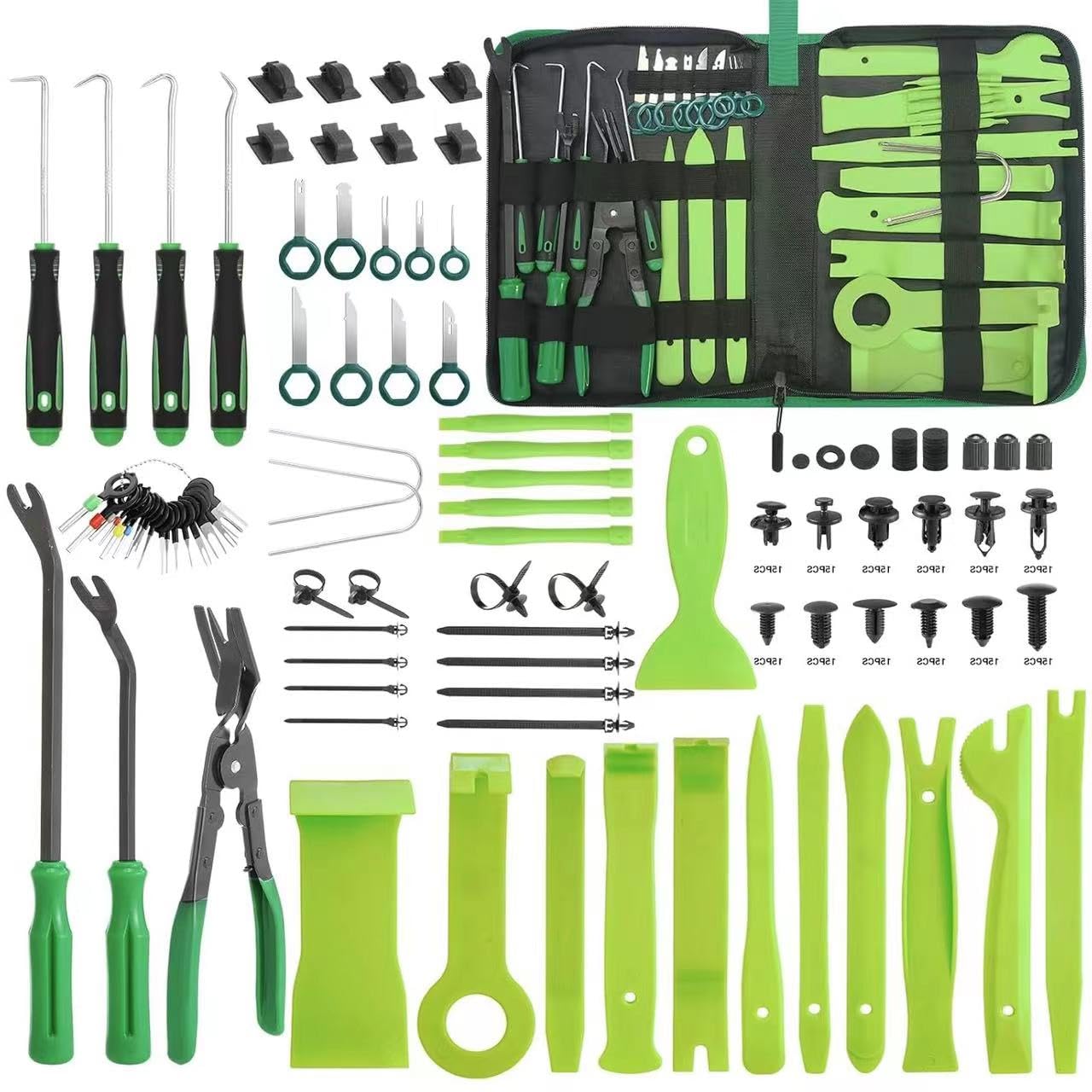 Longzhuo 415 Pièces Outil Demontage Garniture Voiture,Outils De DéMontage De Garnitures Trousse, Installation Garniture Intérieure Outils avec Rivet Clips Plastique