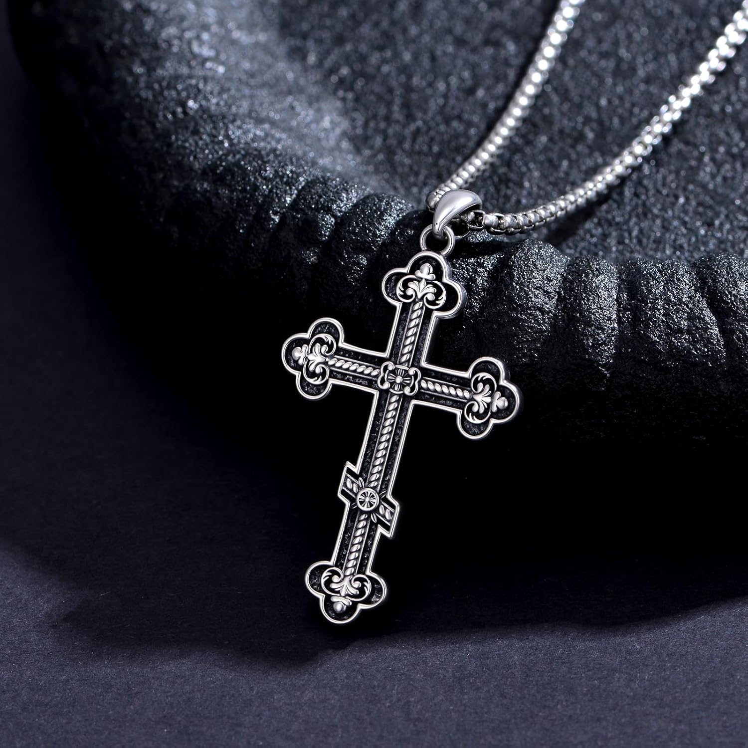 Orthodox Cross Necklace 925 Sterling Silver Religious Eastern Cross Pendant Orthodox Jewelry for Men Women Religious Gift