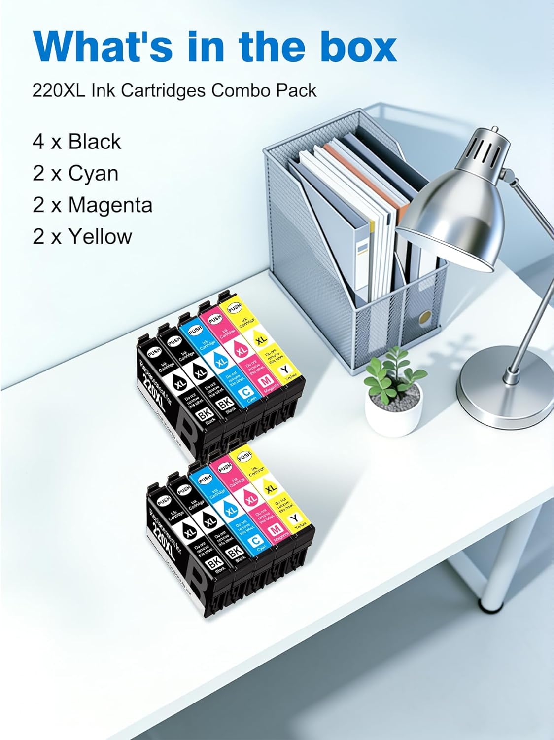 Weemay Remanufactured Ink Cartridges Replacement for Epson 220XL Ink Cartridges Works with Workforce WF-2750 WF-2760 WF-2630 WF-2650 WF-2660 XP-320 XP-420 xp-424 (4 Black, 2 Cyan, 2 Magenta, 2 Yellow)