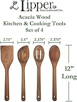 Vista 2 de Lipper International Herramientas de cocina de madera de acacia, juego de 4