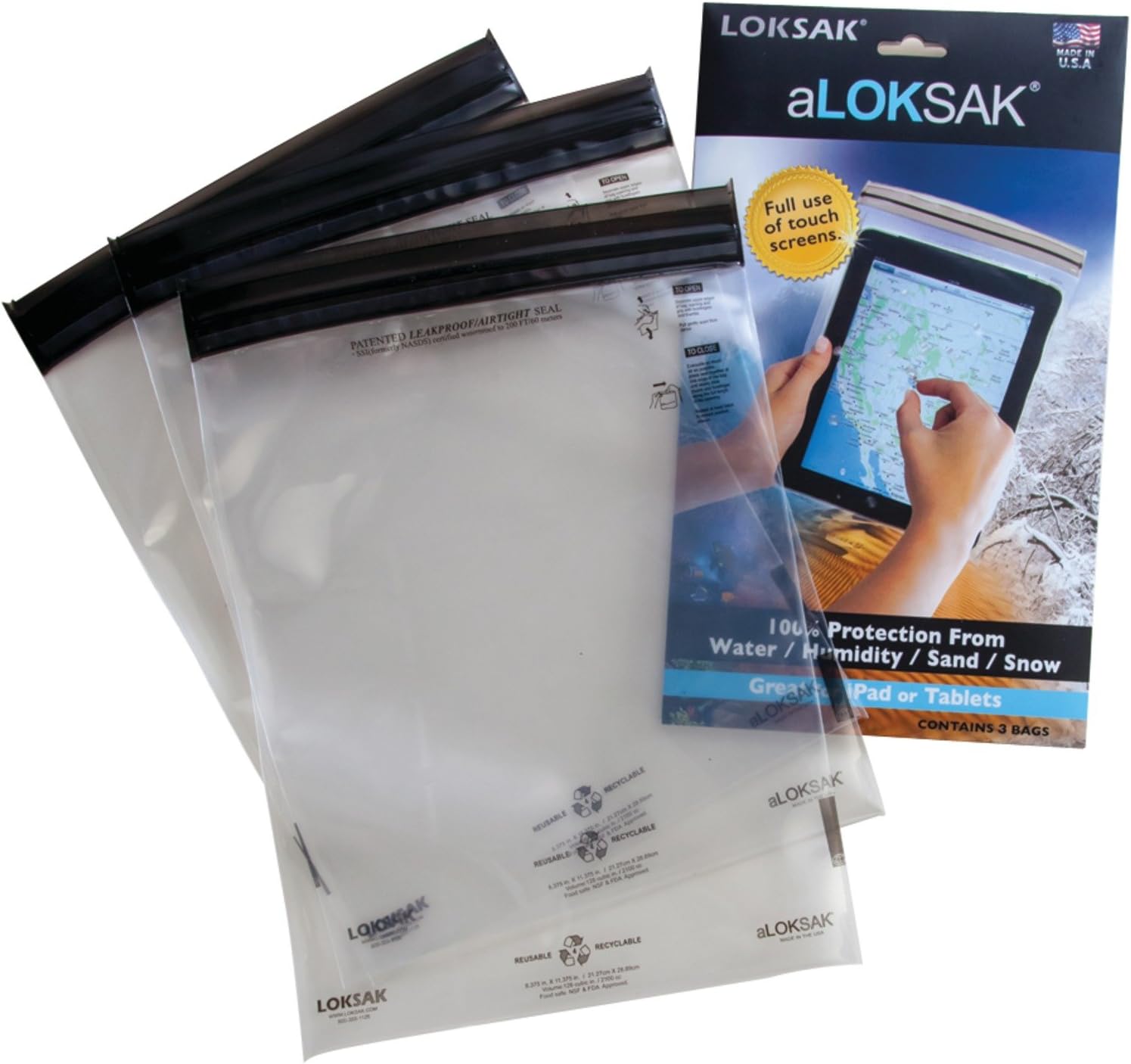 Loksak 8 x 11 Inches Pouch Bags for Large Tablets - 2 Pack (ALOK3-8X11)