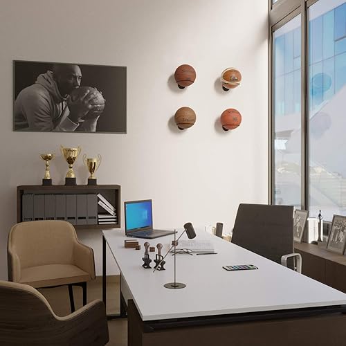 Miniatura 4 de Wallniture Sporta - Estante de almacenamiento para pelotas de pared, juego de 4, balón de fútbol, voleibol y baloncesto, metal