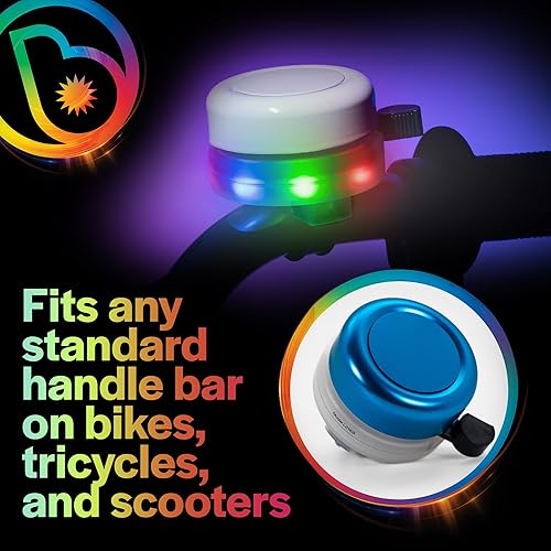 Miniatura 3 de Brightz BellBrightz - Campana de bicicleta con luz LED para niños y adultos  Luz de halo LED arcoíris parpadeante  Interruptor de pulgar fácil de