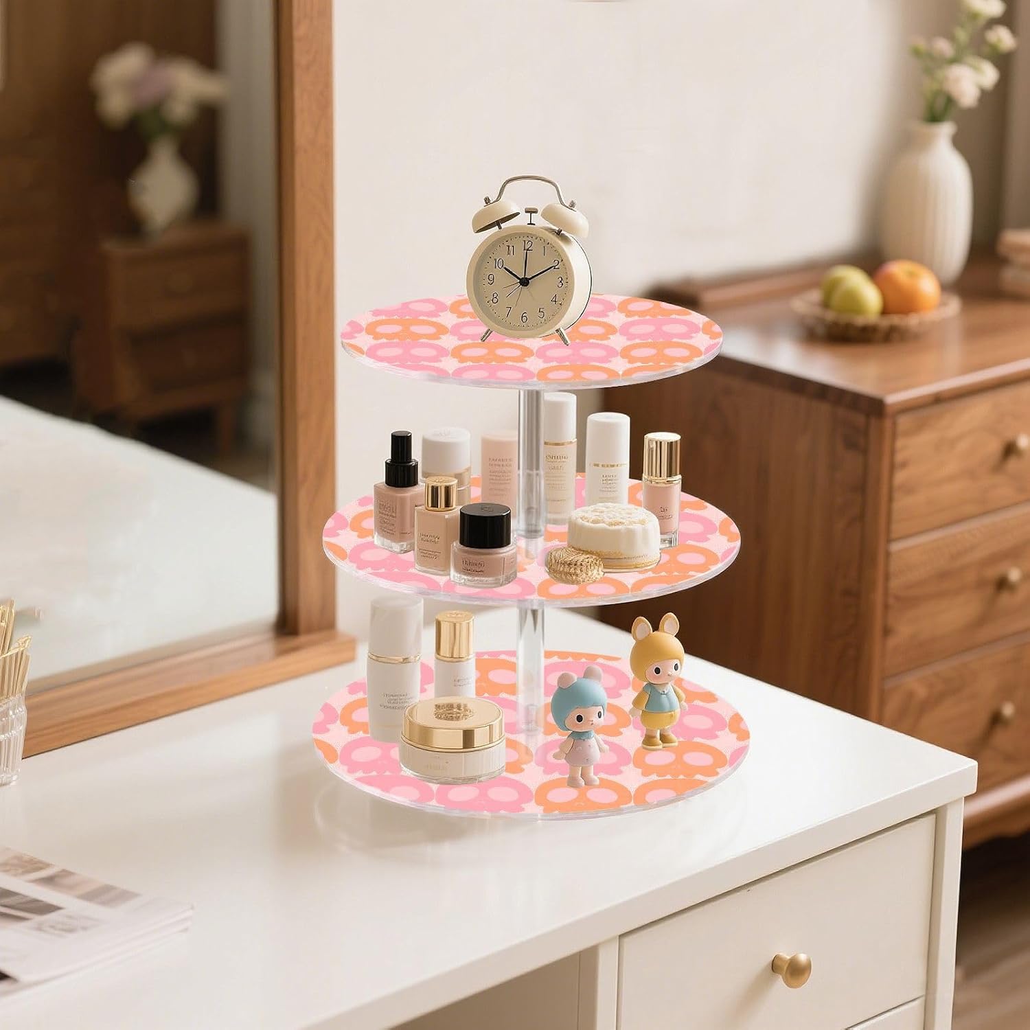 Skull Ghost Halloween 3 Tier Acrylic Cupcake Stand, Cupcake Stand for 34 Cupcakes for Weddings,Christmas,Holidays,Parties,Birthday,Printed Cupcake Tower 23301087