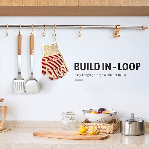 Miniatura 5 de Guantes de horno para mujer, resistentes al calor, guantes de parrilla de 540 grados, manipulador de superficie caliente, de silicona,