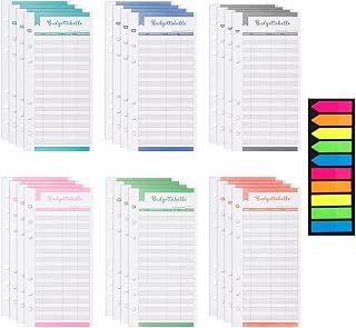 96 Blätter Budget Blätter Deutsch A6 Nachfüllpapier Budgetplanner Papier (182 Seiten) 6 Löcher Budget Sheets für Ringbuch A6 Binder Notebook Haftnotizzettel transparent 2 Blätter Aufkleber Deutsch