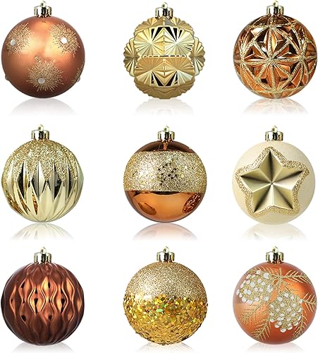 AMS Esfera de Navidad de 18 quilates de 3.150 in, inastillable, grande, adornos colgantes en una caja de regalo, ideal para decoraciones de Navidad