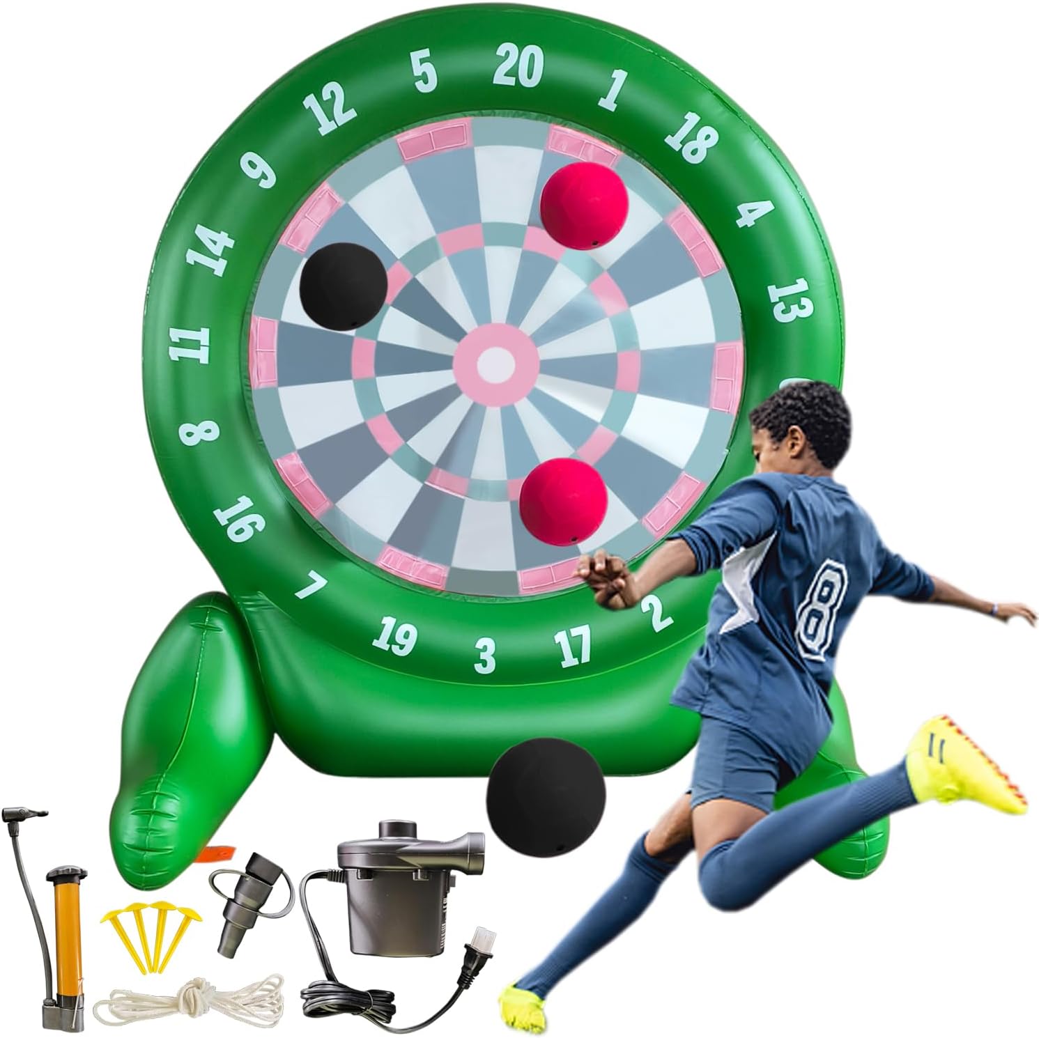 Giant Kick Darts Games, Jumbo Outdoor Soccer Target Dartboard with Soccer Balls and Air Pump, for Yard Lawn, Outdoor, Family Games