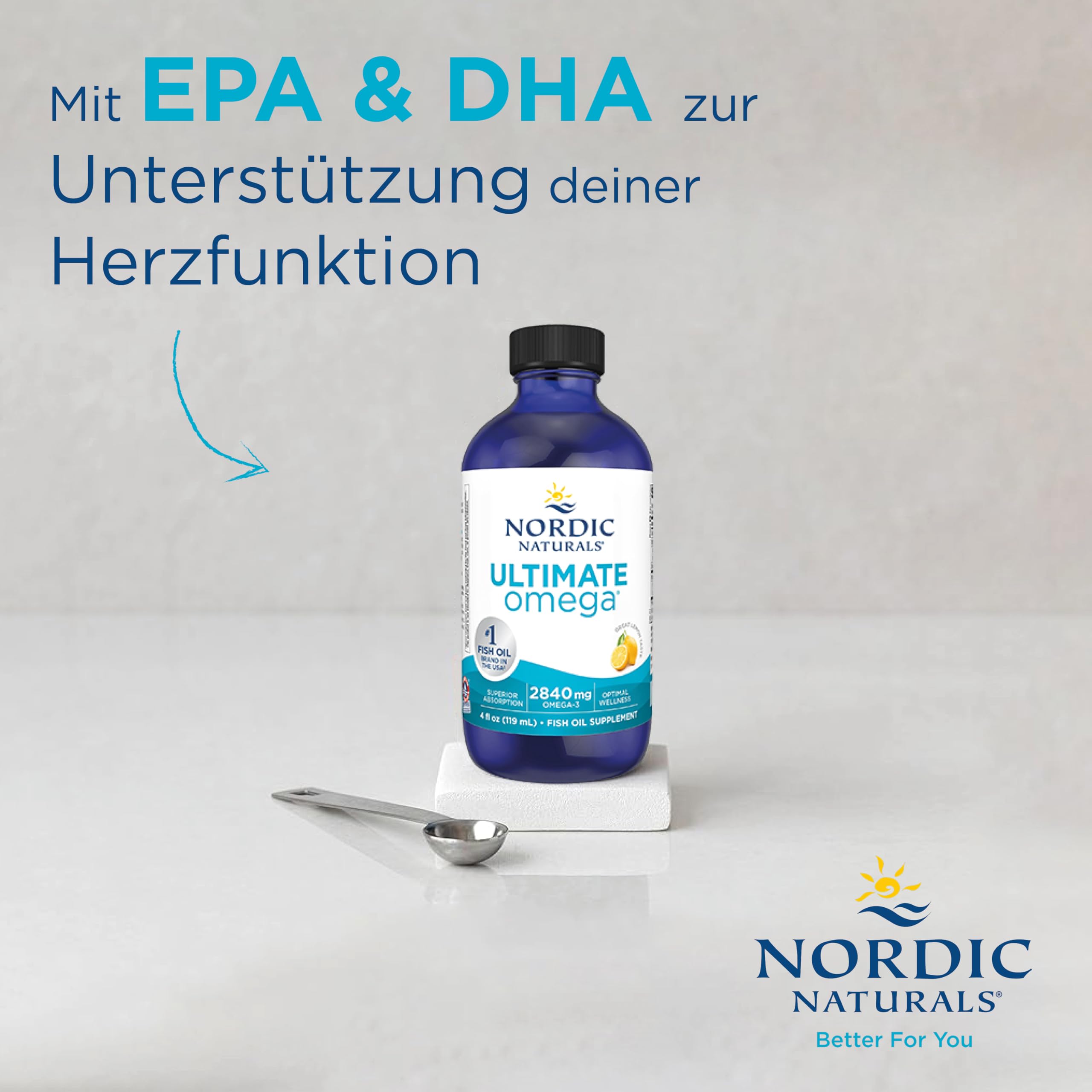 Nordic Naturals, Ultimate Omega, 119ml, 2840mg Omega-3 je Dosis, Zitronengeschmack, Glutenfrei, Sojafrei, GMO frei