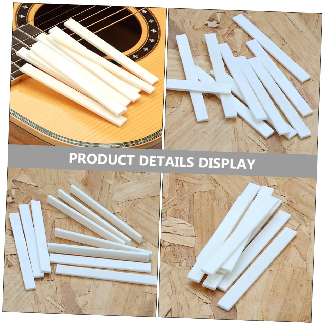 Sosoport 10pièces Sillets De Guitare Os Pour Chevalet De Rechange Pour Guitare Électrique Et Acoustique Kit De Remplacement