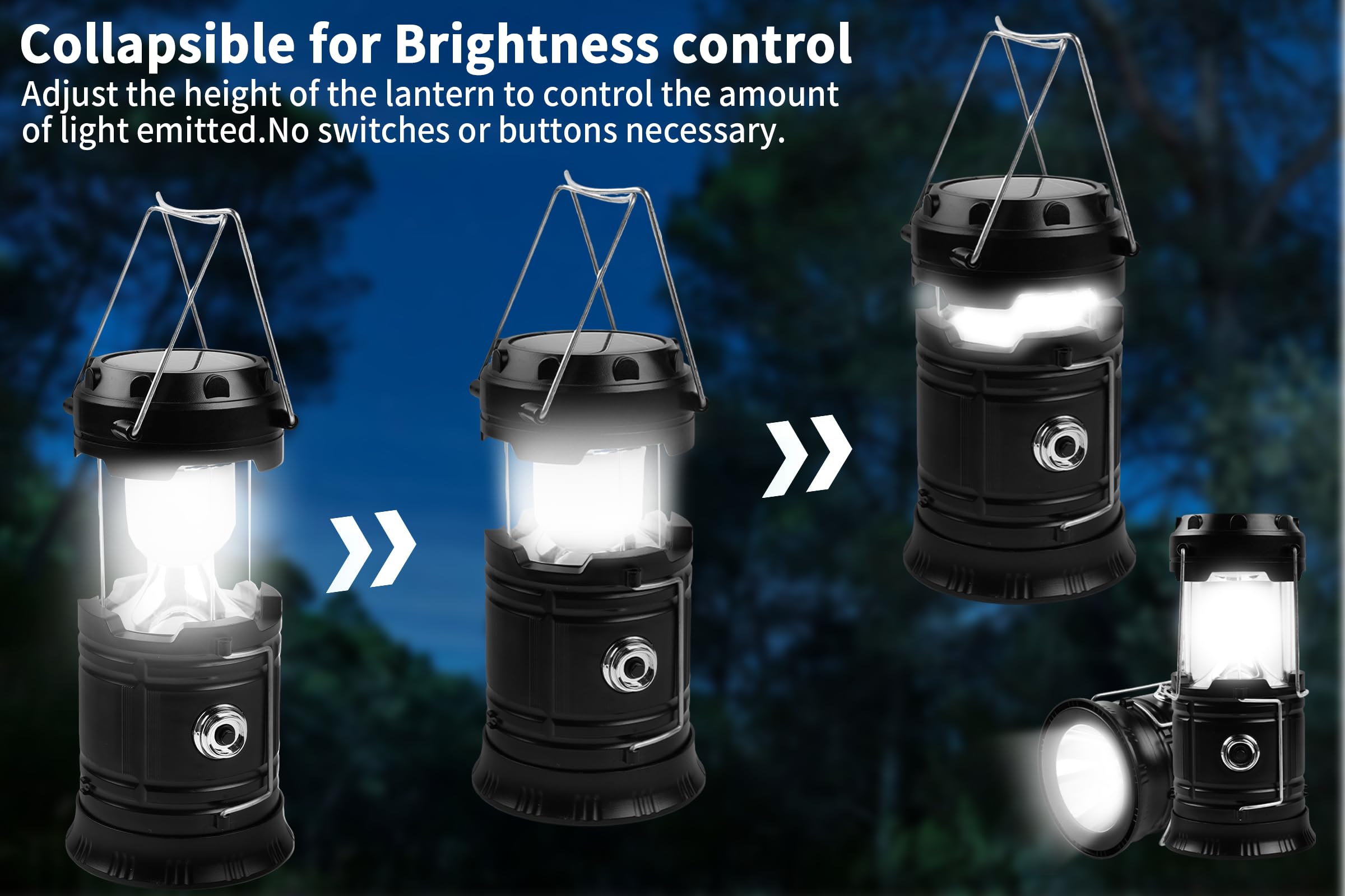 KunHe Confezione da 12 lanterne da campeggio a LED pieghevoli portatili da 1800 mAh, leggere, impermeabili, ricaricabili tramite USB, kit per torcia elettrica per interni ed esterni, luce di emergenza