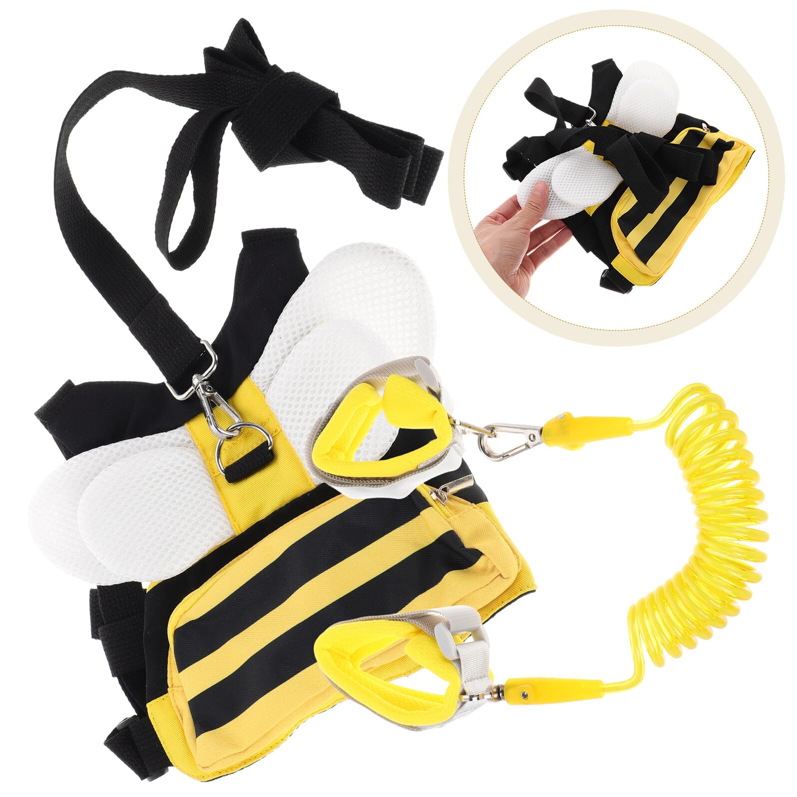 Porte-Épaule Garçon Fille Anti-perte avec Harnais Réglable et Laisse de Sécurité pour Promenade Extérieure Design Abeille Ludique Confortable et Polyvalent