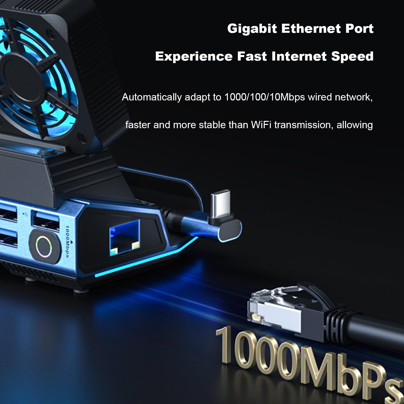 Lazmin112 9-in-1 Tragbares Spielekonsolen-Dock, Typ C PD 100 W Aufladung mit Zwei Lüftern und HD2.0, für Gaming-Zubehör
