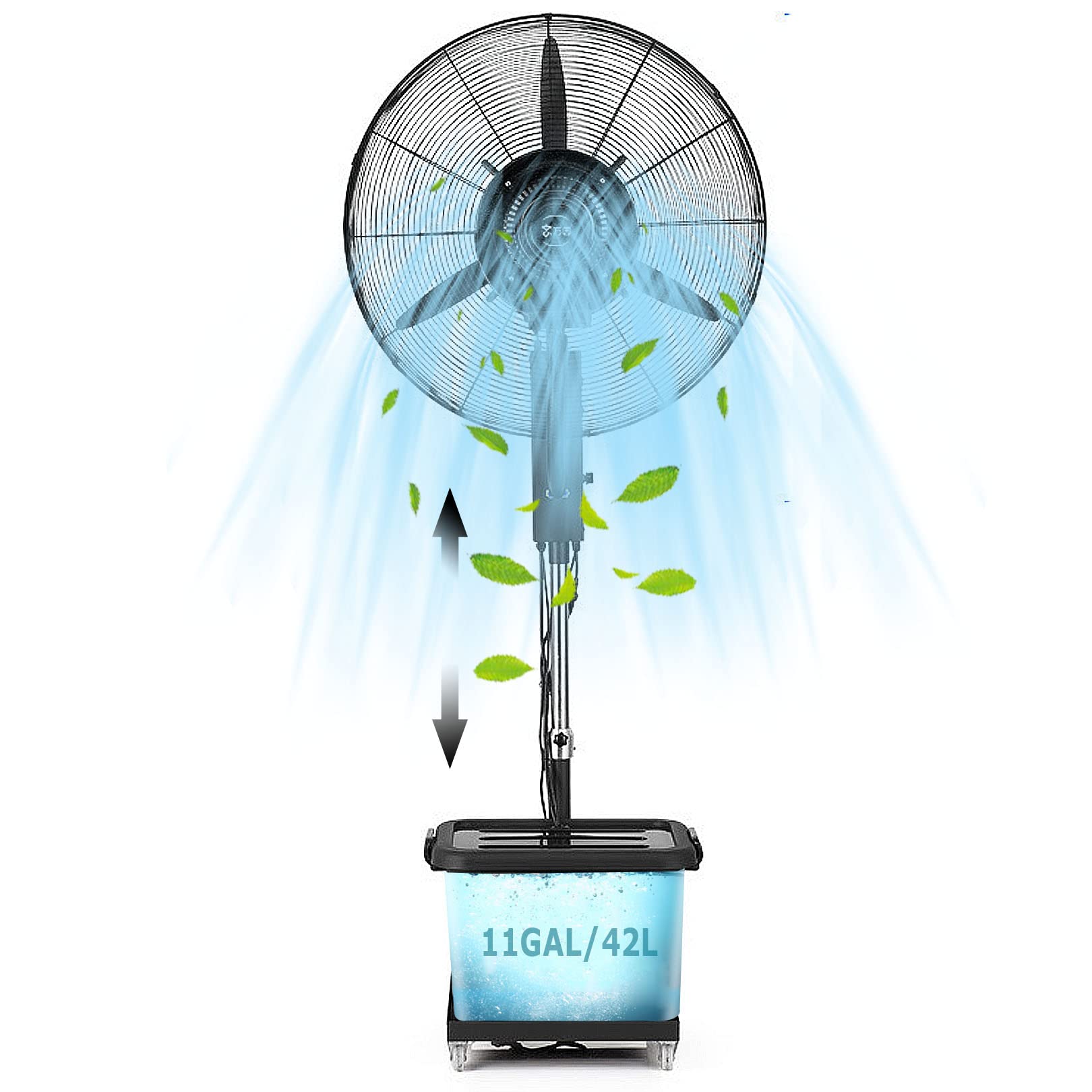 AYCDL Adjustable Height Misting Fan, 90° Oscillating Pedestal Fan with Mist, Commercial Outside Restaurant, Shop, Workspace Cooling Stand Fan