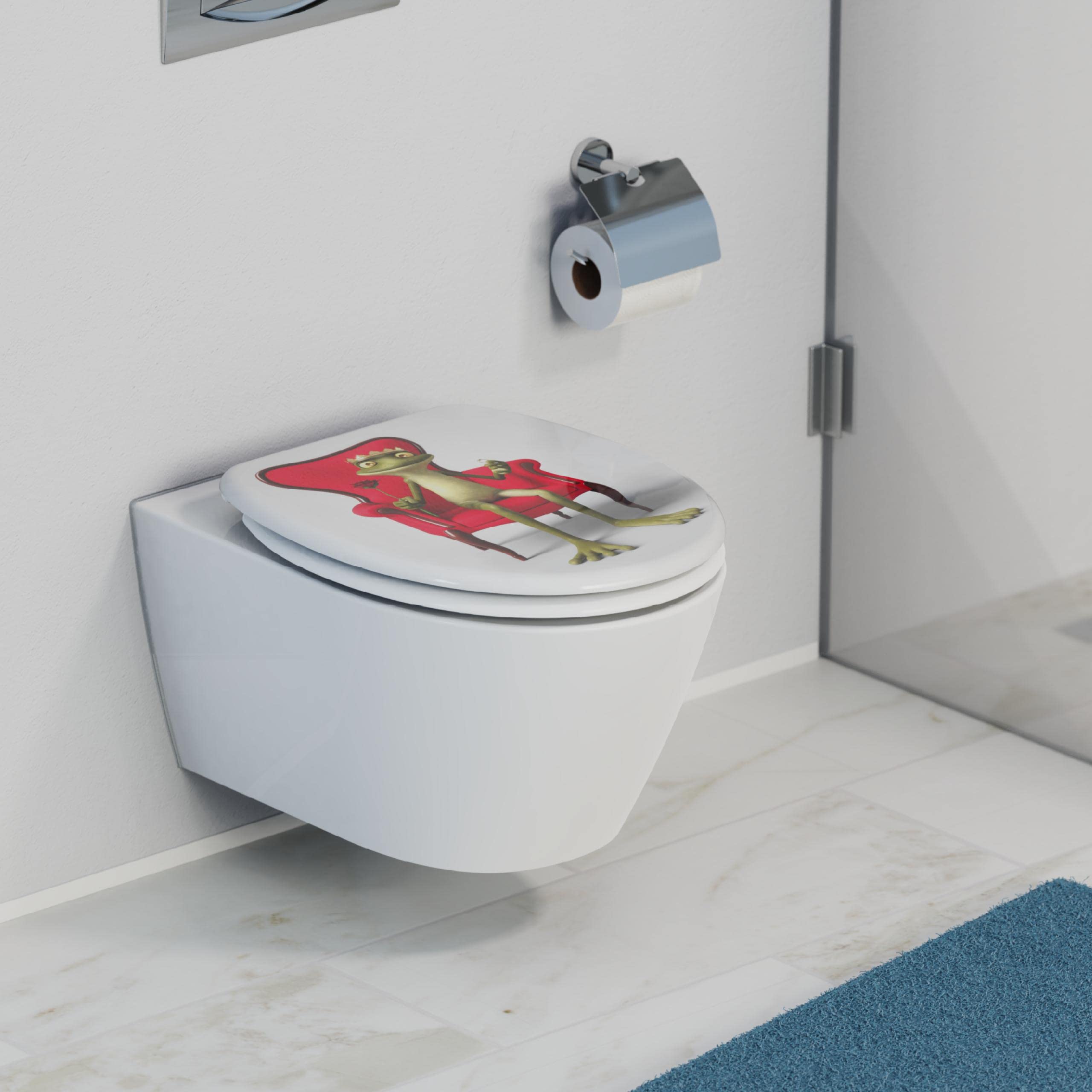 SCHÜTTE 82190 - Sedile WC in Duroplast FROG KING con abbassamento automatico