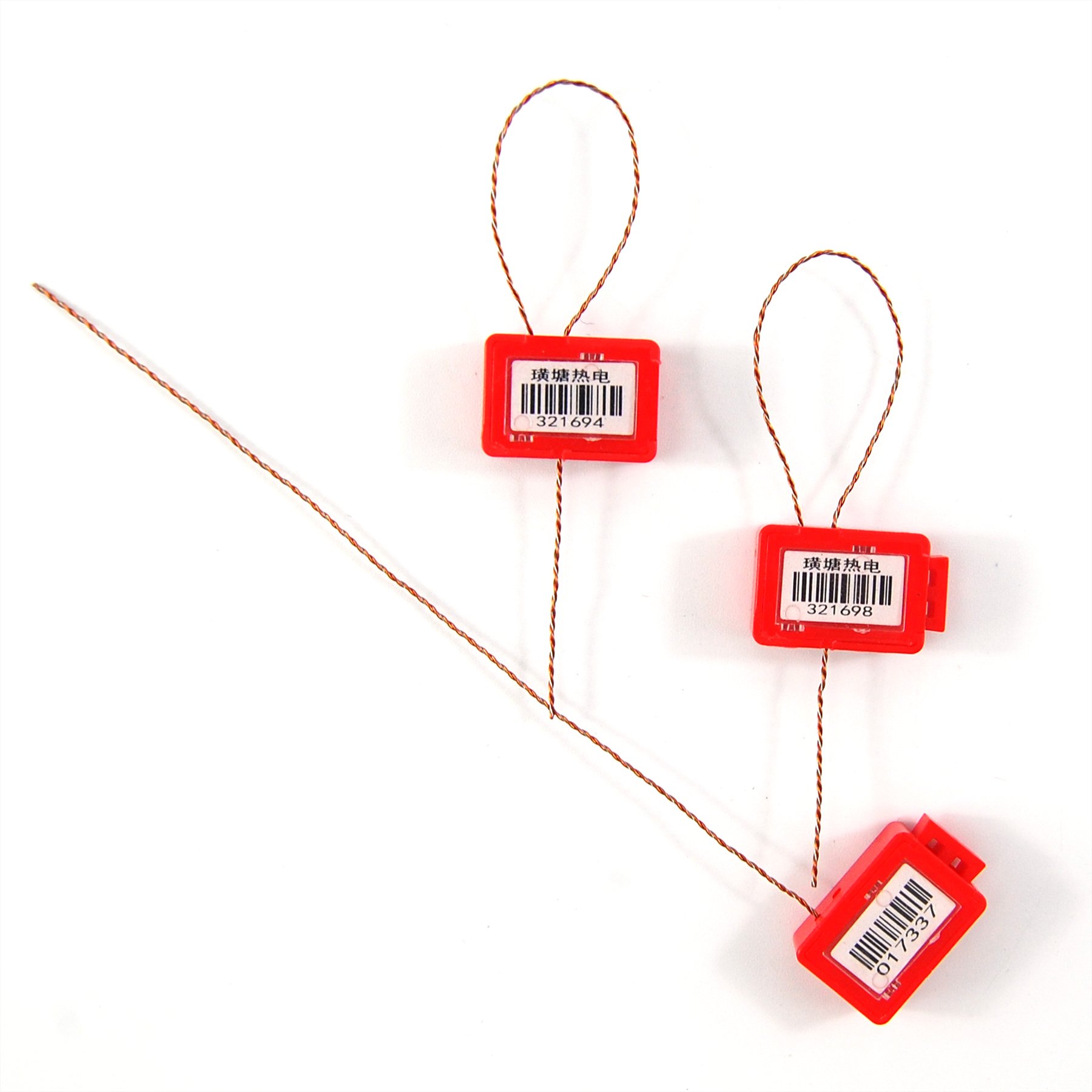Wubao Red Plastic Security Seal Numbe Water Meter Seal Secure Anti-Tamper Tag Gas Meter Seal Self-Locking Ties With Copper Wire(500Pcs X )