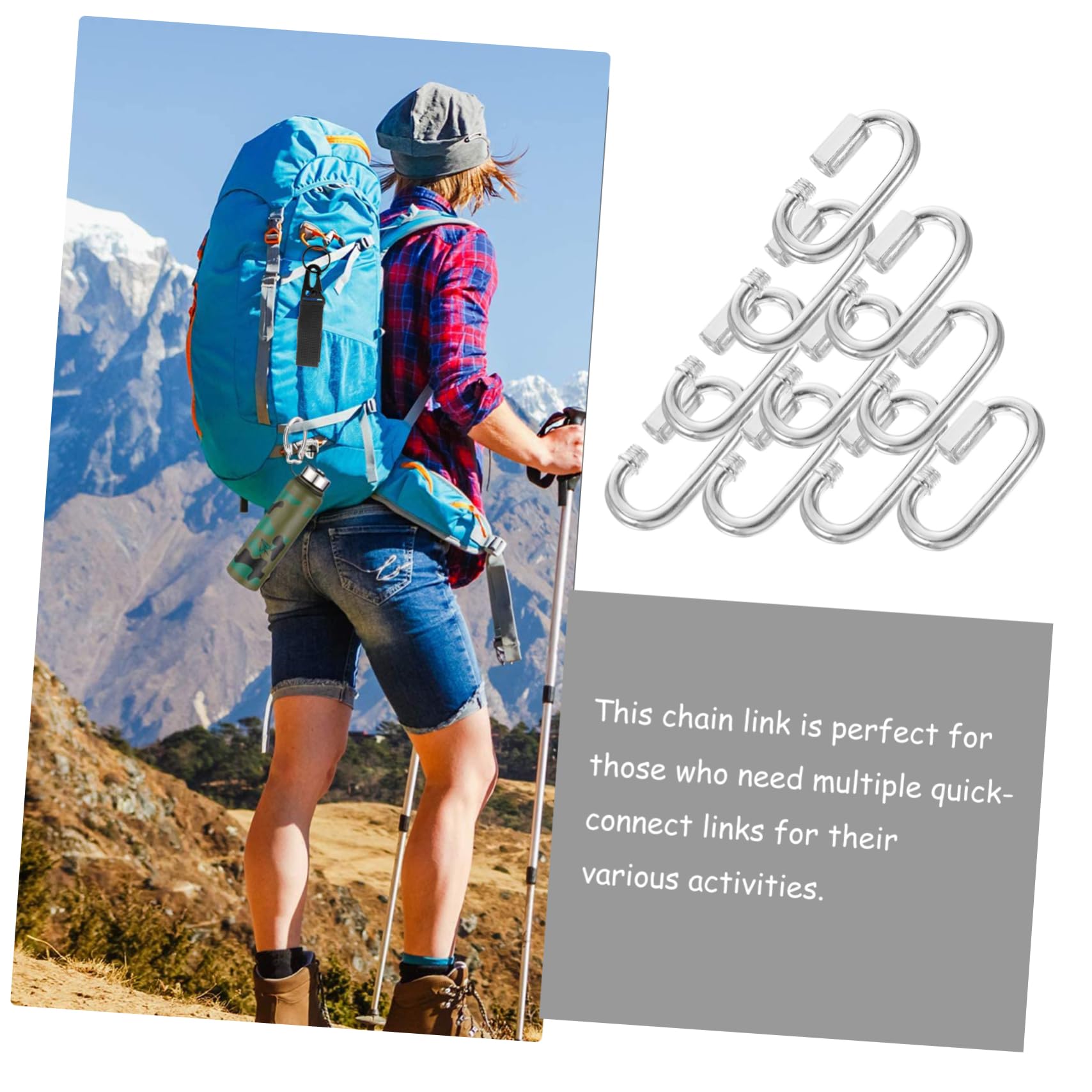 BCOATH 10pcs Trailer Carabiner Clip Rope Connector for Swing Quick Link Chain Hook Repair Chain for Gym