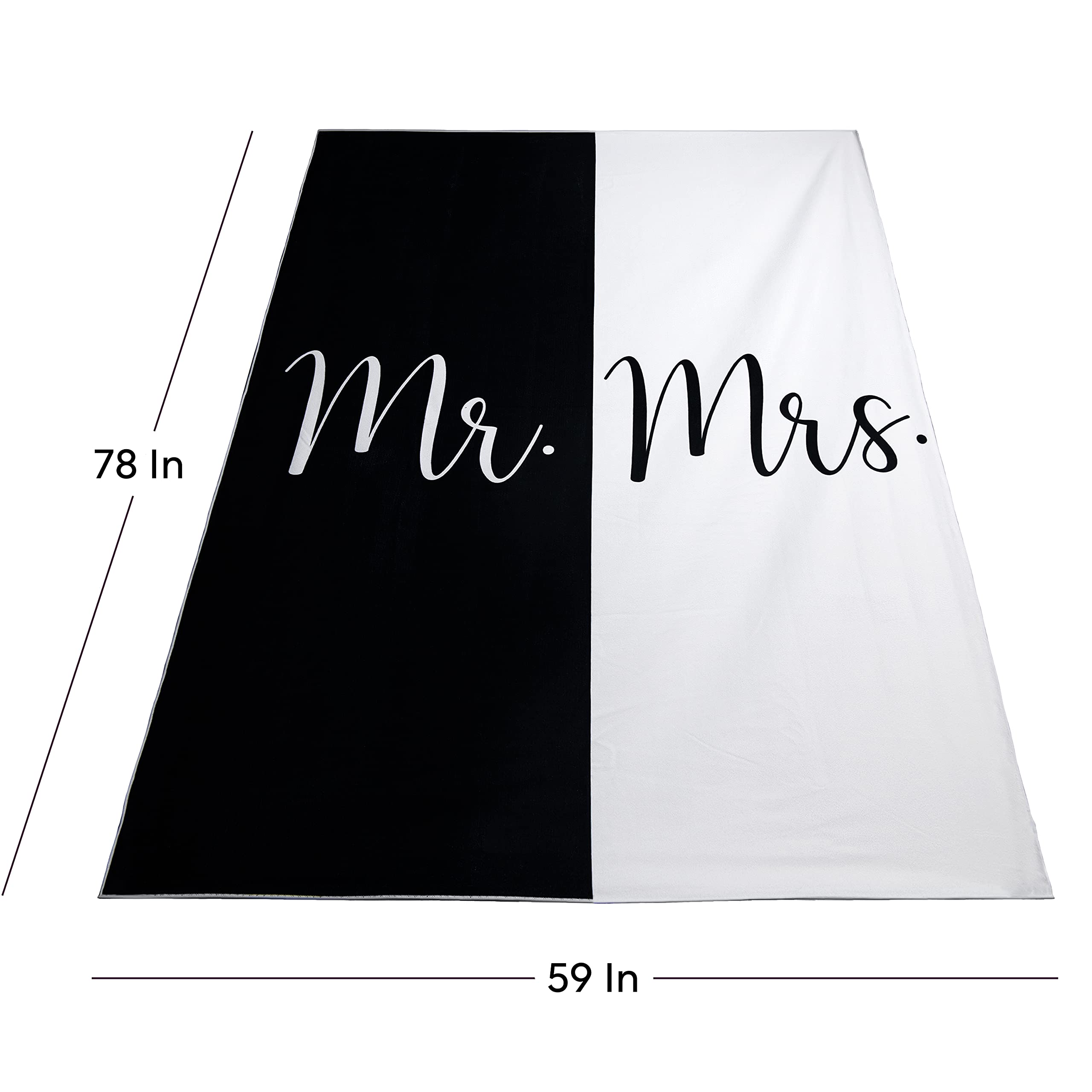 Ethisa Mr and Mrs - Asciugamano da spiaggia con scritta Honeymoon Just Married, regalo di nozze per coppia di sposi, set di asciugamani condivisibili per sposi e sposi, sottile telo da spiaggia per