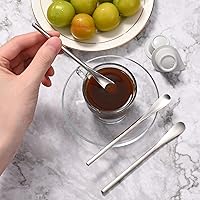 Vista 3 de Paquete de 8 cucharas de acero inoxidable para agitar y mezclar de 5.0 pulgadas, herramienta de barra reutilizable para café, té, bebidas heladas
