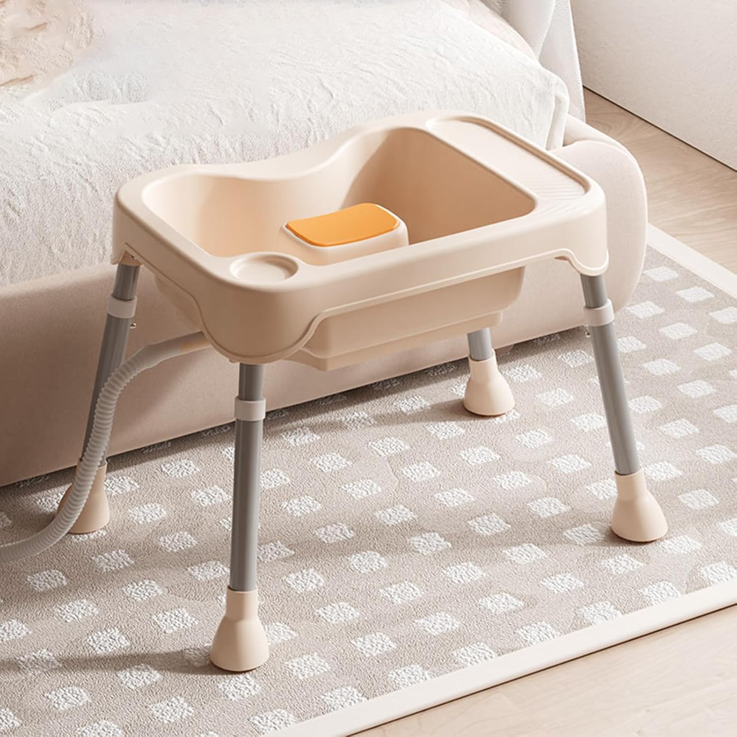 Portable Hair Washing Tray, Hair Washing Basin Sink Adjustable Height Bedside Shampoo Basin with Drain Hose for Bedridden, Shampoo Bowl for Elderly, Pregnant Women
