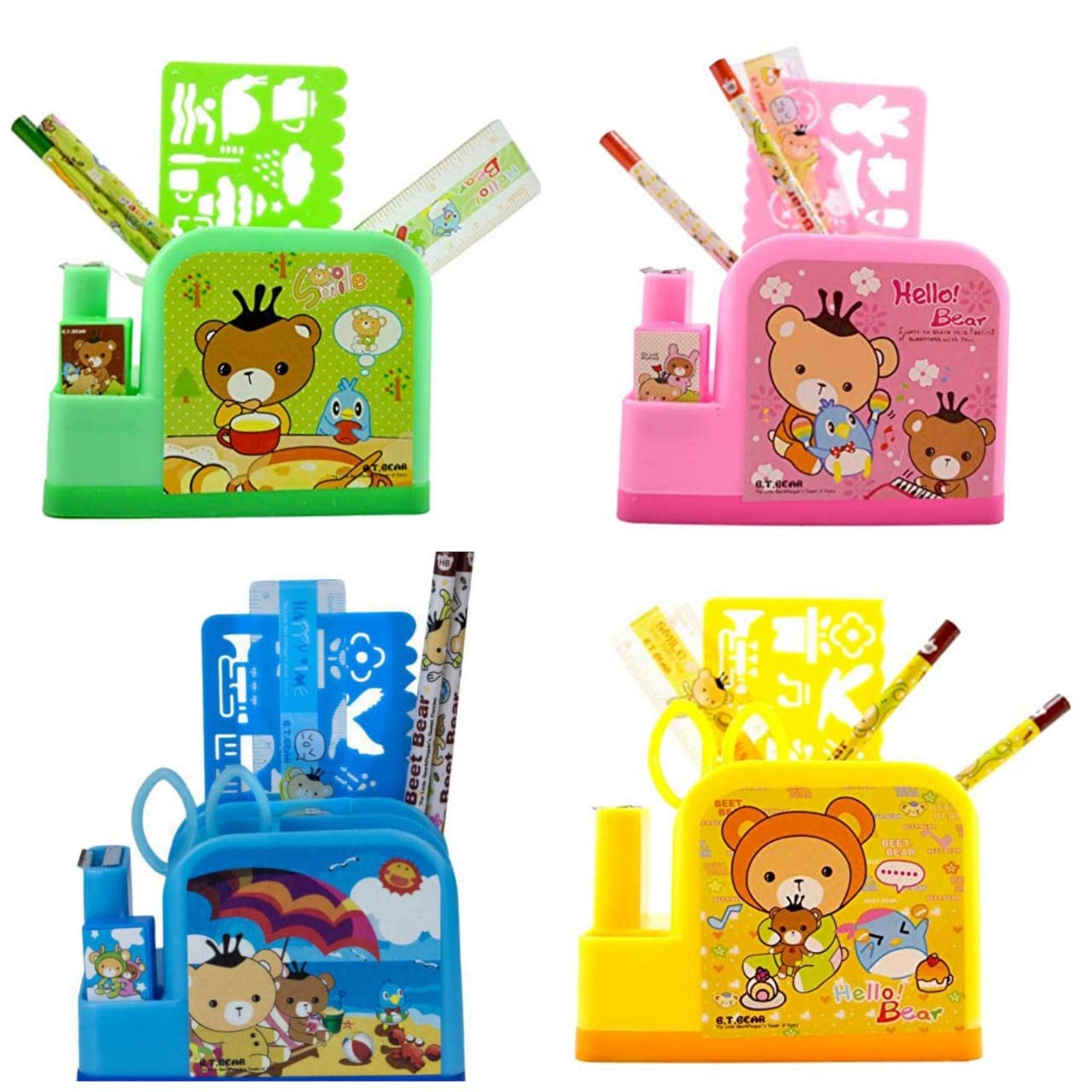 Perpetual Bliss Kid's Plastic Fancy Pen Holder Gift Set with Stationary