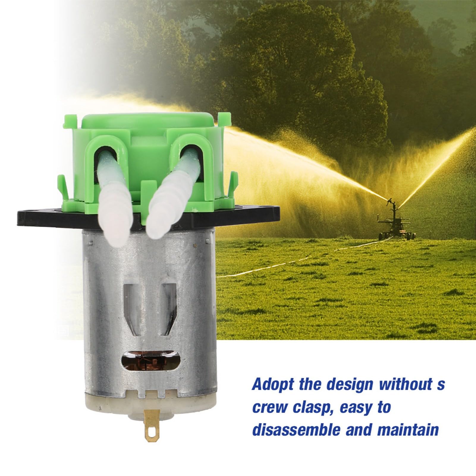 12V Dosing Pump, DIY Peristaltic Tube Head Adjustable Peristaltic Dosing Head Liquid Pump with Connector for Aquarium Lab Chemical Analysis (Green)