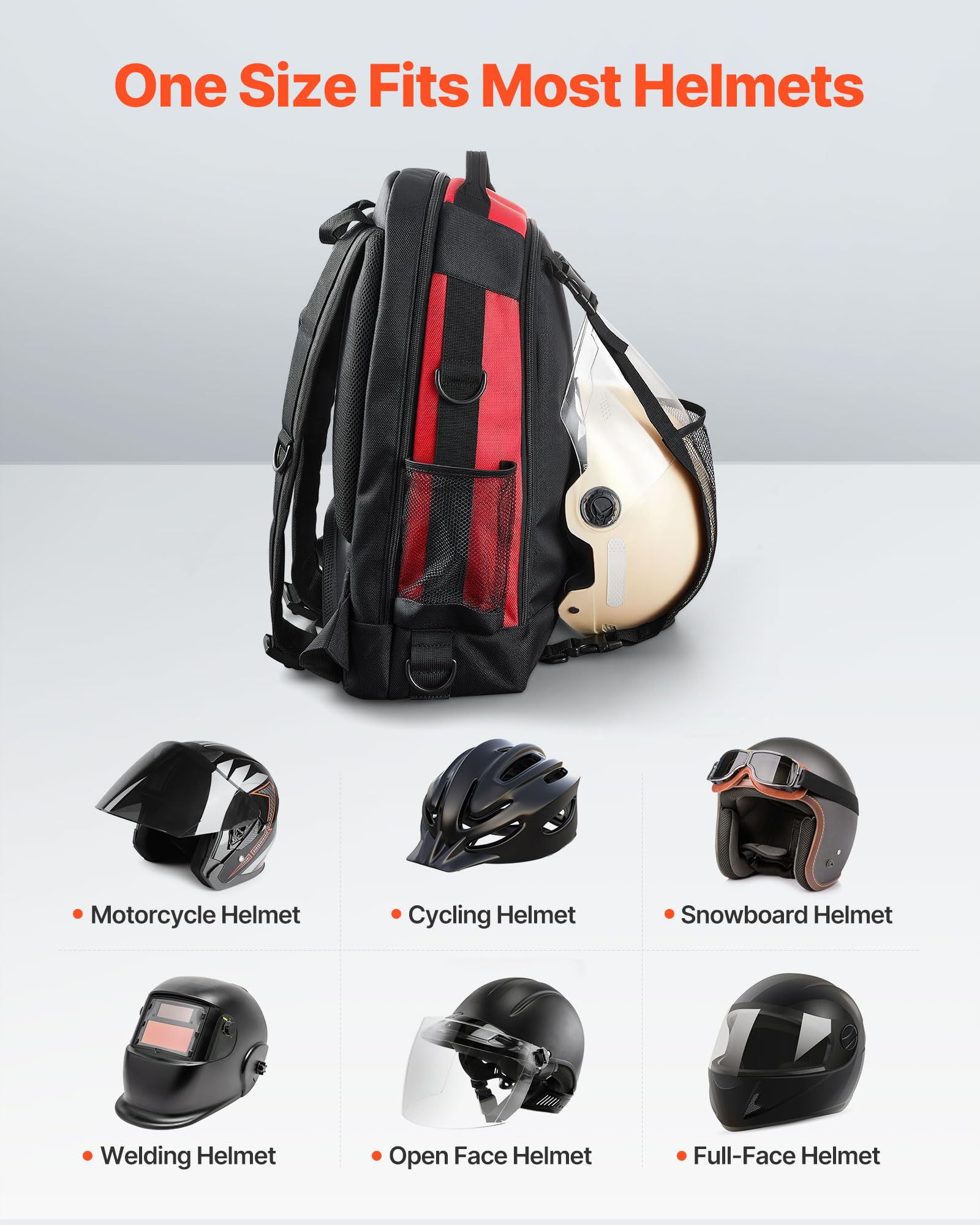 VEVOR Zaino per Saldatura, 25,2 L per Attrezzi e Casco, zaino in Poliestere ad Alta Densità 1680D con Borsa per Casco, Borsa Portaoggetti per Saldatura, Campeggio all'Aperto, Escursionismo