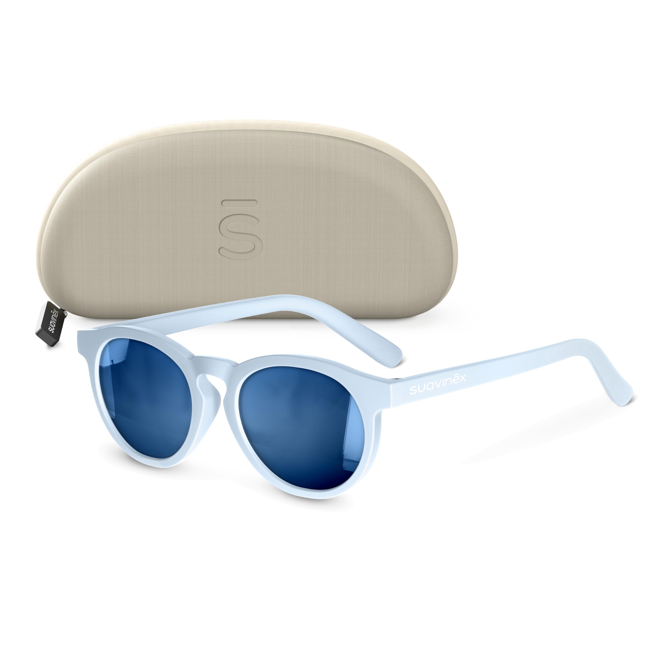 SUAVINEX, Gafas de Sol para Bebés de 0 a 12 Meses, Polarizadas, con Filtro UV 400, Cat. 3, 100% Protección Rayos UVA y UVB, con Funda Incluida, Muy Flexibles y Ligeras, de Forma Redonda, Color Azul
