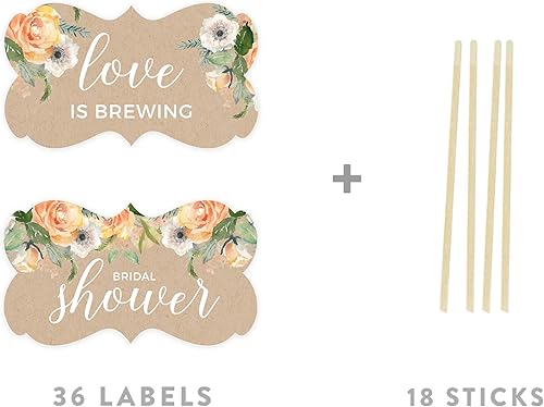 Miniatura 9 de Andaz Press Peach Coral Kraft Brown Rústico Floral Garden Party Wedding Collection Tarjetas de juego de bingo para despedida de soltera, paquete de