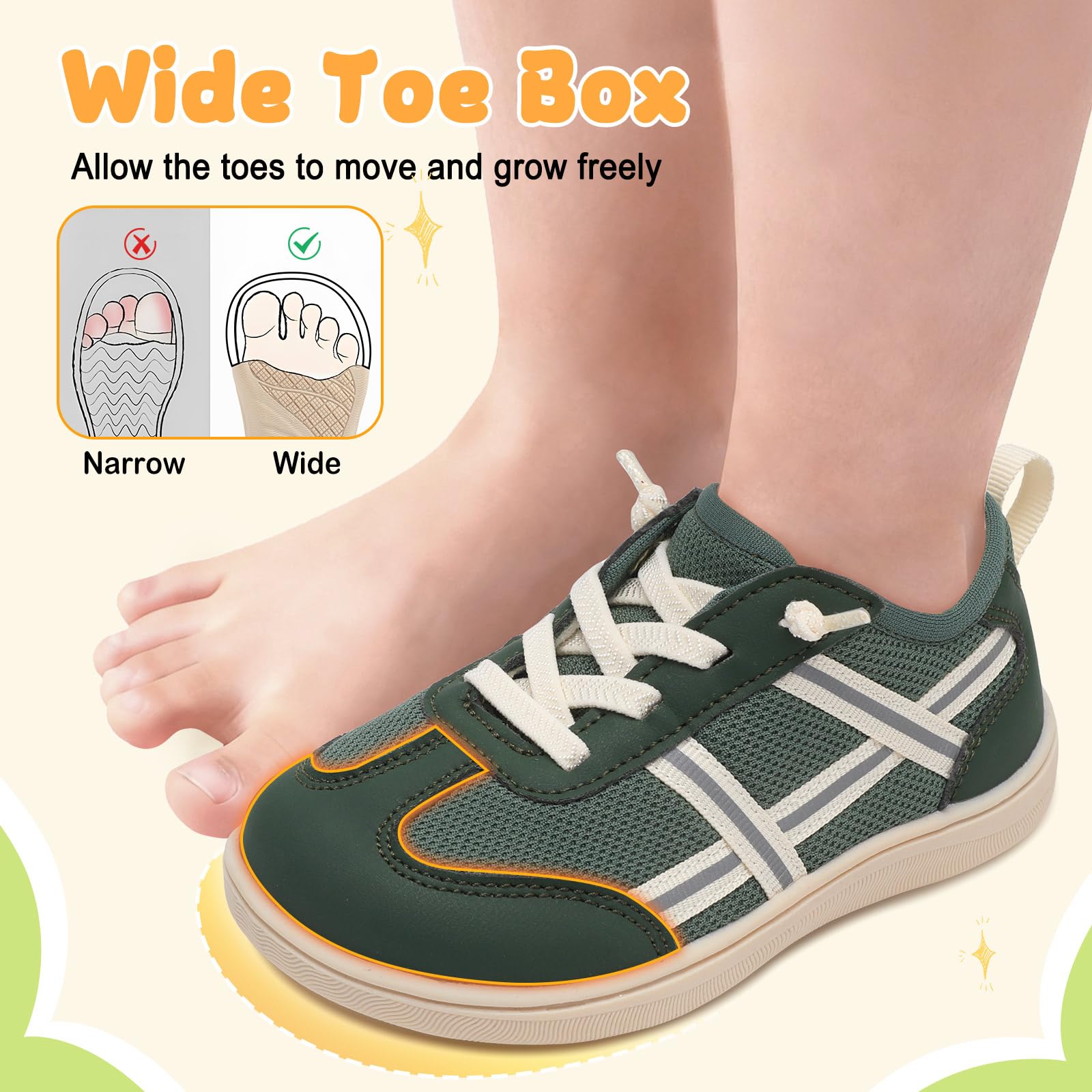 LeIsfIt Toddler Shoes Boys Girls Wide Barefoot Shoes Kids Slip on Casual Sneakers Breathable Non-Slip Sneakers for Walking Play School Tennis — view 3