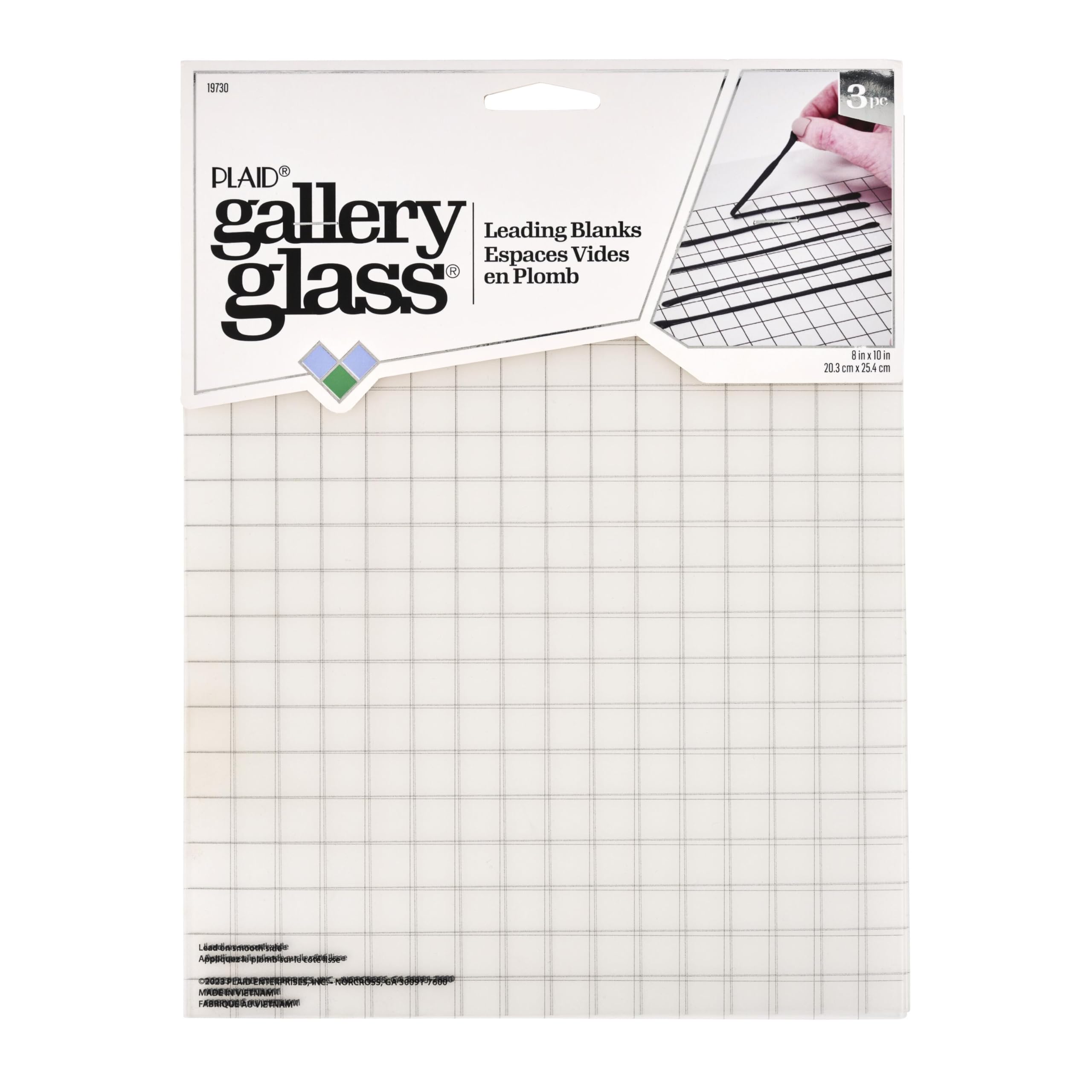 Gallery Glass Blanks, Leading, 3 Piece Set of 8 x 10" Sheets Perfect for DIY Stained Glass Arts and Crafts Projects, 19730